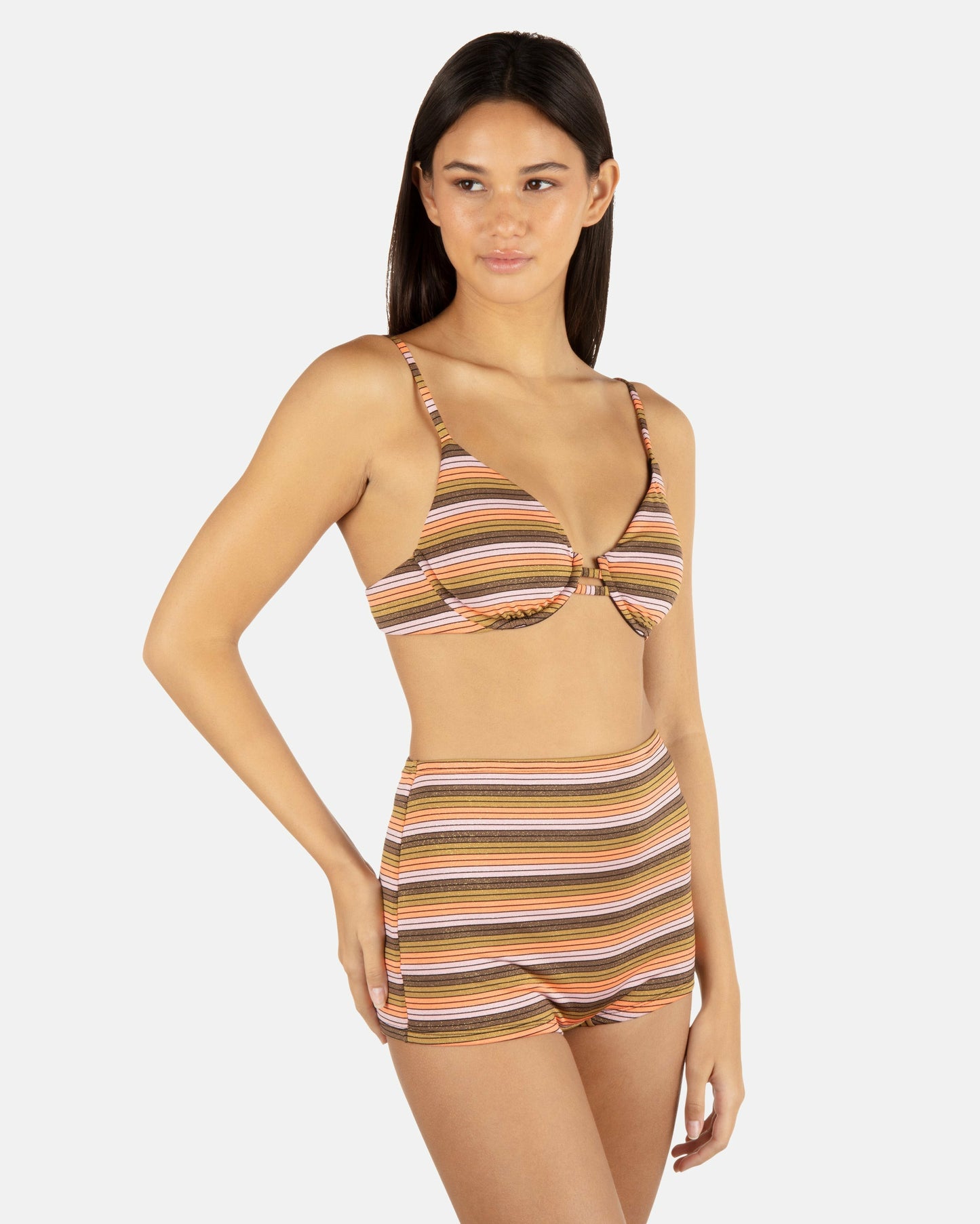 Sunset Shine Stripe Tab Underwire Bra | Hurley Sunrise Pink Bikini & Swim Tops