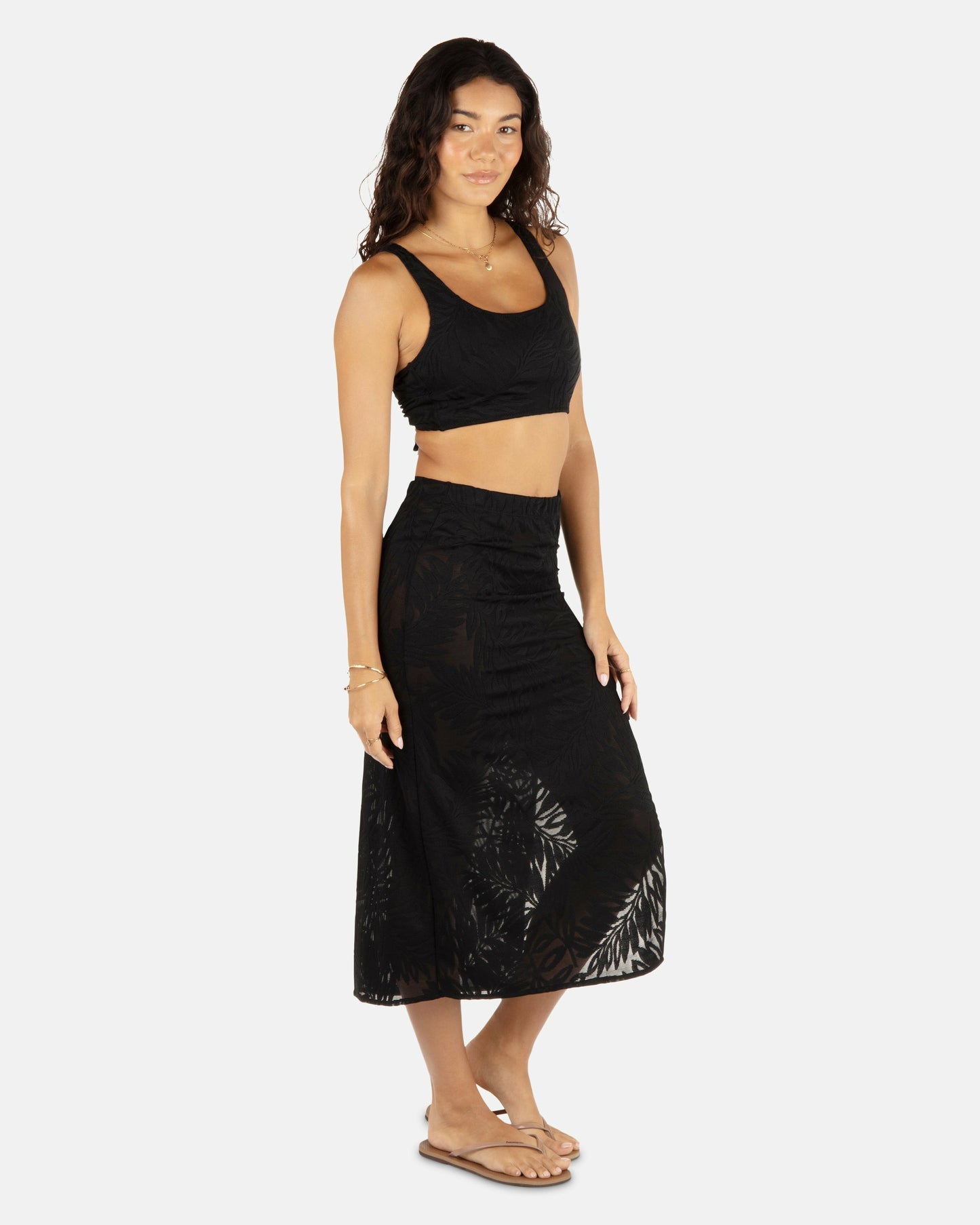 Ulu Leaf Midi Skirt | Hurley Black Shorts & Skirts