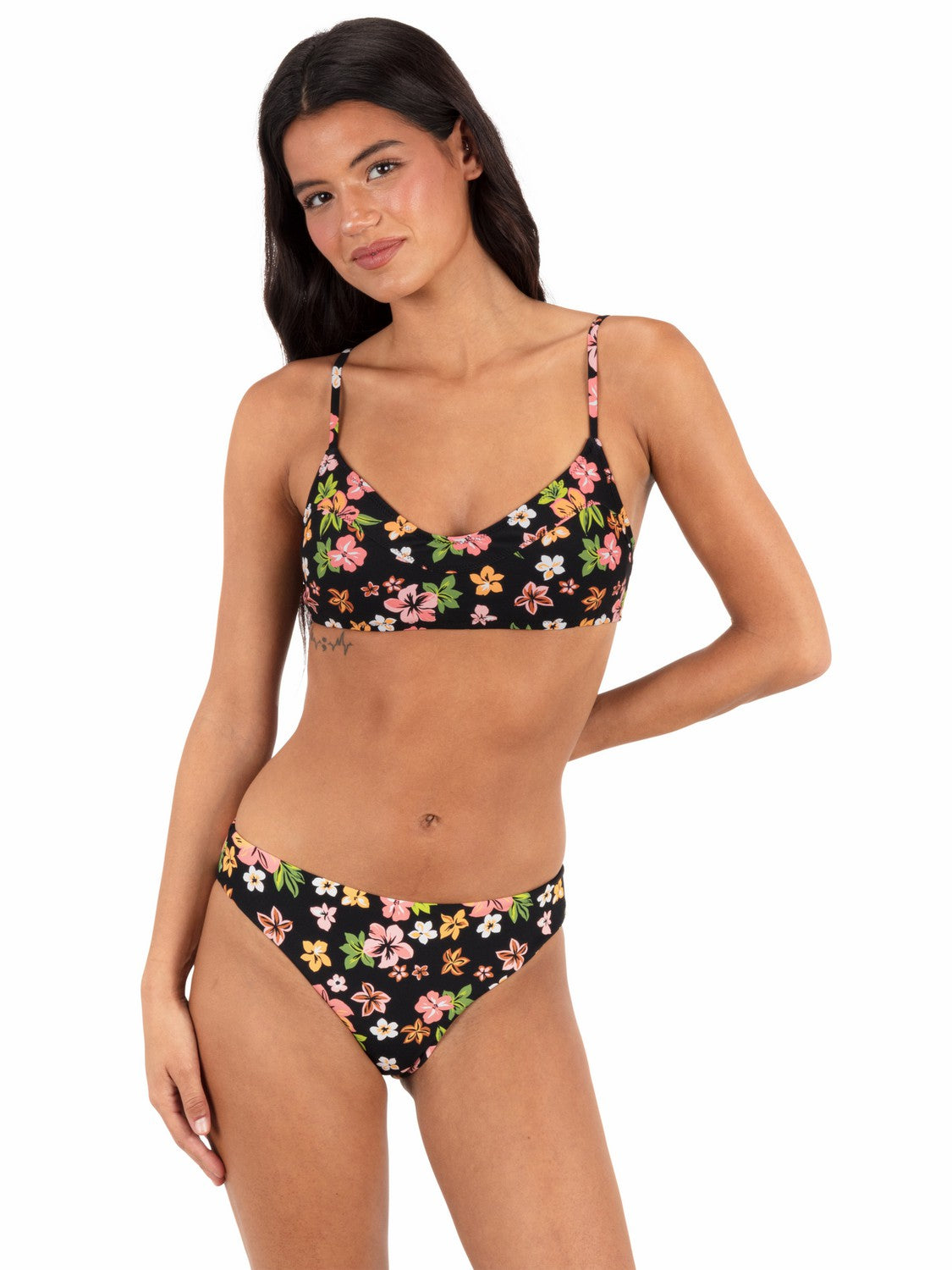 Max Hibiscus Dream Mid Rise Cheeky Bottom | Hurley Black Floral Sale Swim