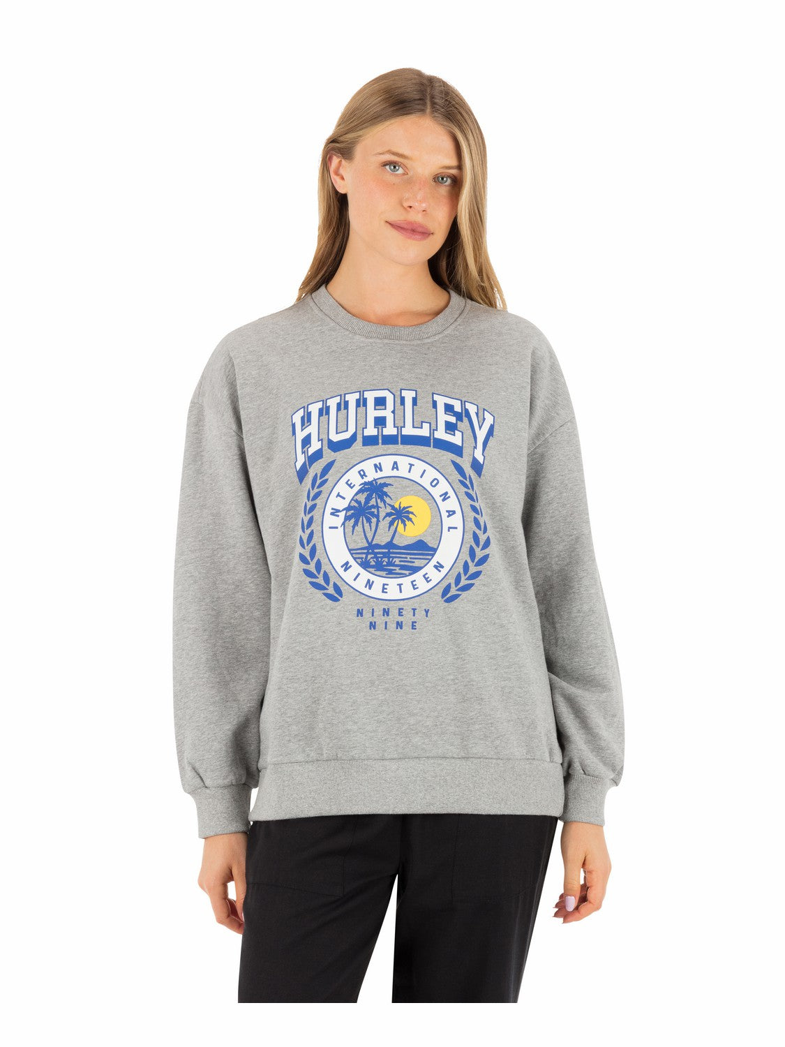 Academy Oversized Crew | Hurley Grey Heather Sweatshirts & Sweaters