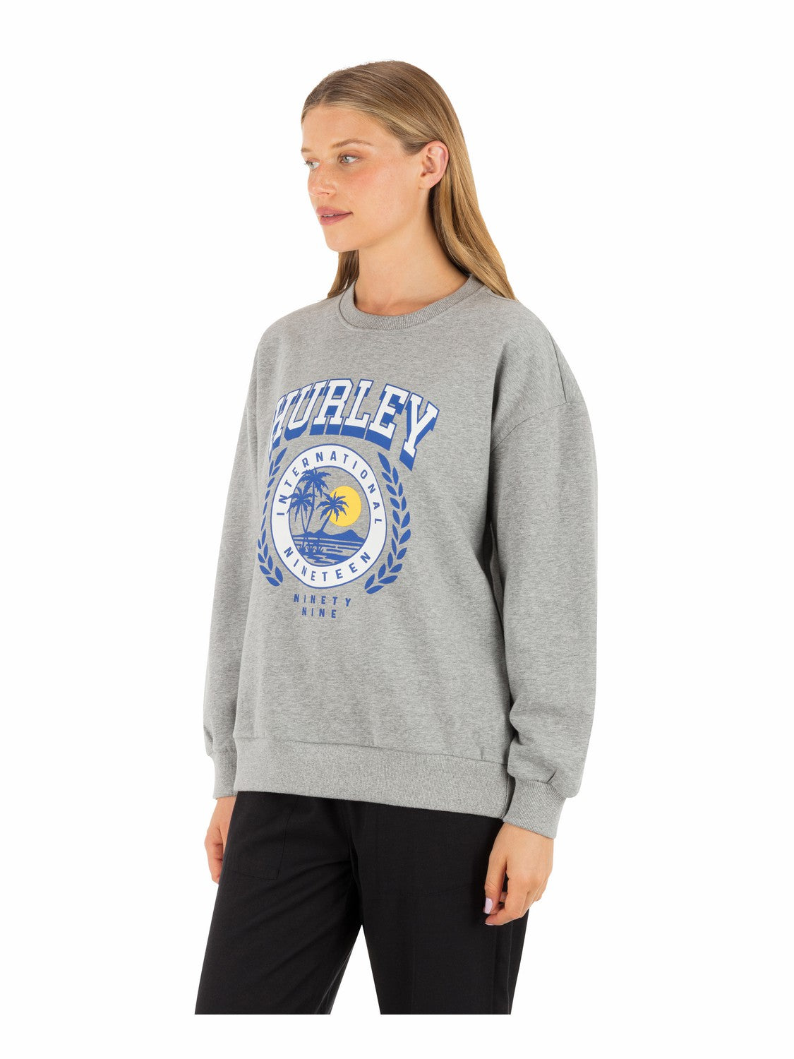 Academy Oversized Crew | Hurley Grey Heather Sweatshirts & Sweaters