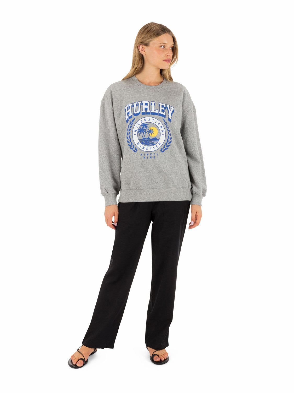 Academy Oversized Crew | Hurley Grey Heather Sweatshirts & Sweaters