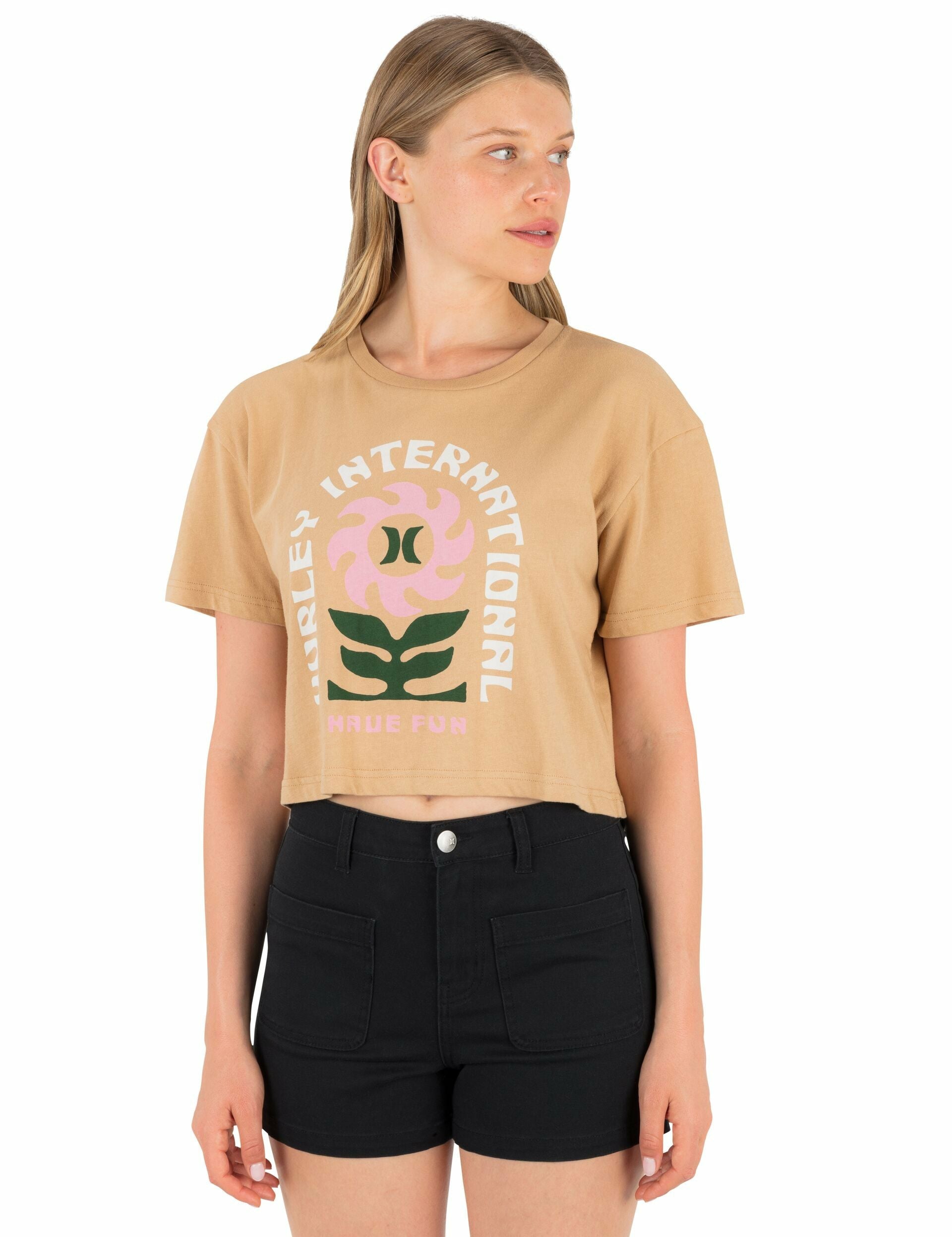Blossom Boxy Crop Tee | Hurley Tan Sale T-Shirts