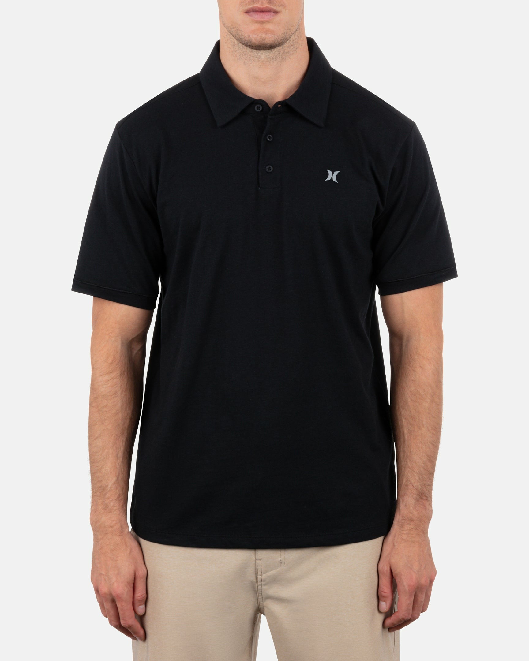Icon Slub Polo Short Sleeve | Hurley Black Polo Shirts