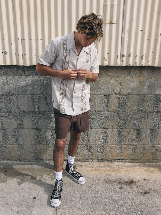 Sano Camp Embroidered Short Sleeve | Hurley Bone Button Downs
