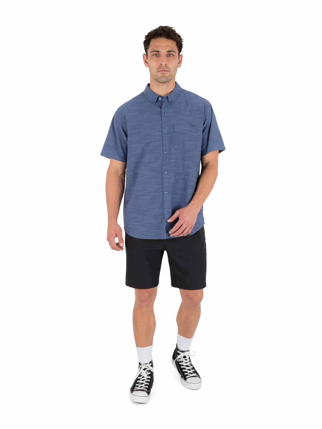 Icon Stretch Short Sleeve | Hurley Obsidian Button Downs