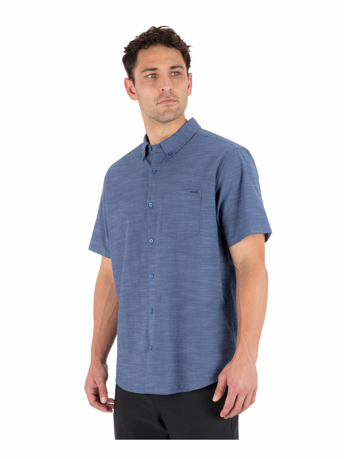 Icon Stretch Short Sleeve | Hurley Obsidian Button Downs