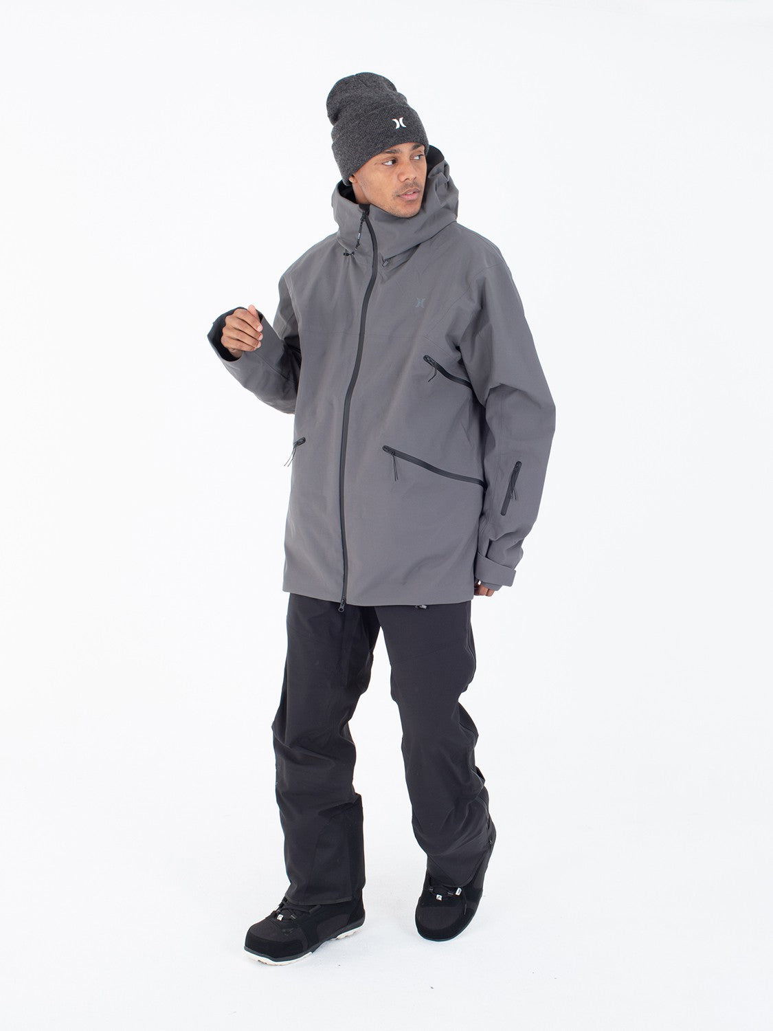 Cream Snow Jacket | Hurley Dark Stone Grey Jackets & Outerwear