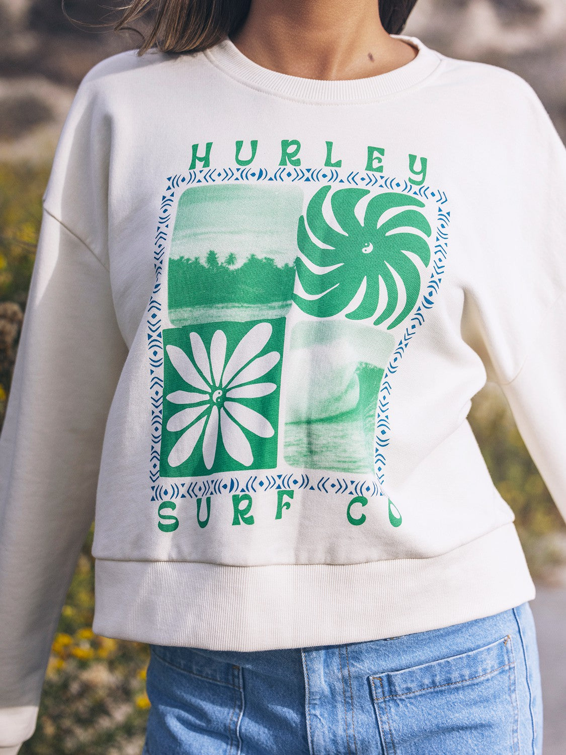 Cycles Of The Earth Boxy Crew | Hurley Off White New Arrivals