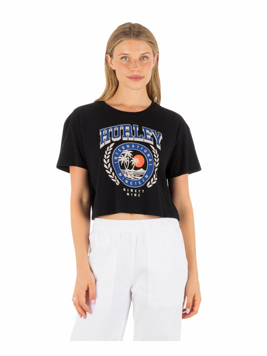 Academy Boxy Crop Tee | Hurley Black New Arrivals
