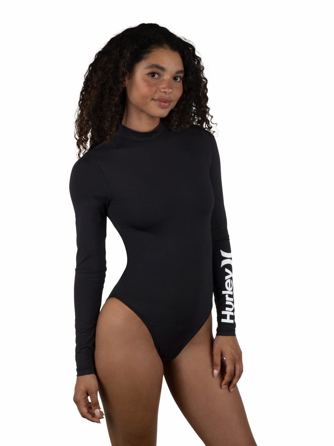 One & Only Mock Neck Zip Back Moderate Surf Suit | Hurley Black New Arrivals
