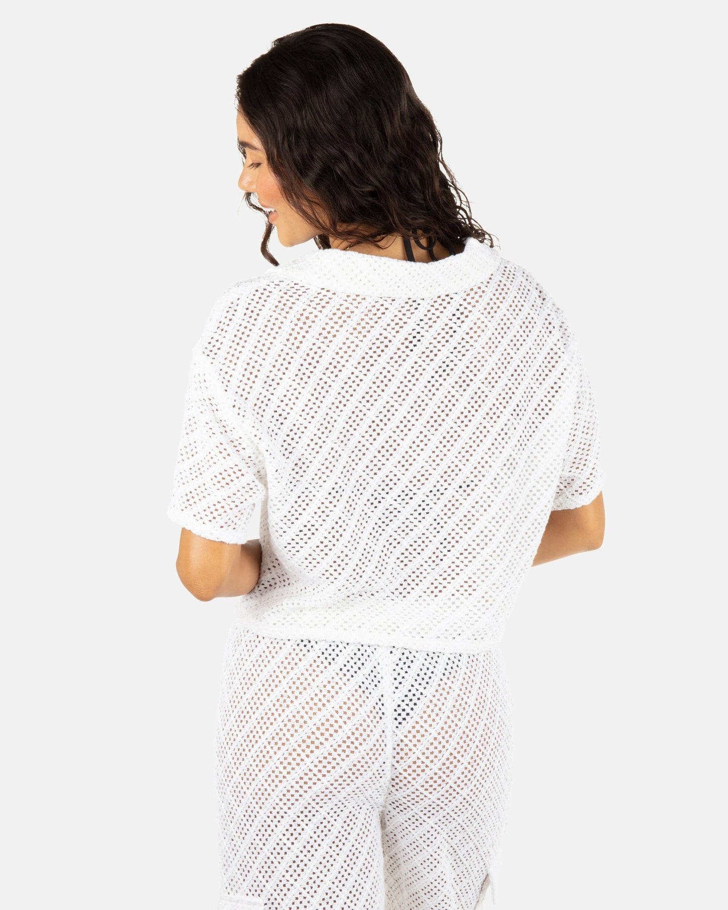 Crochet Camp Shirt | Hurley White Tops