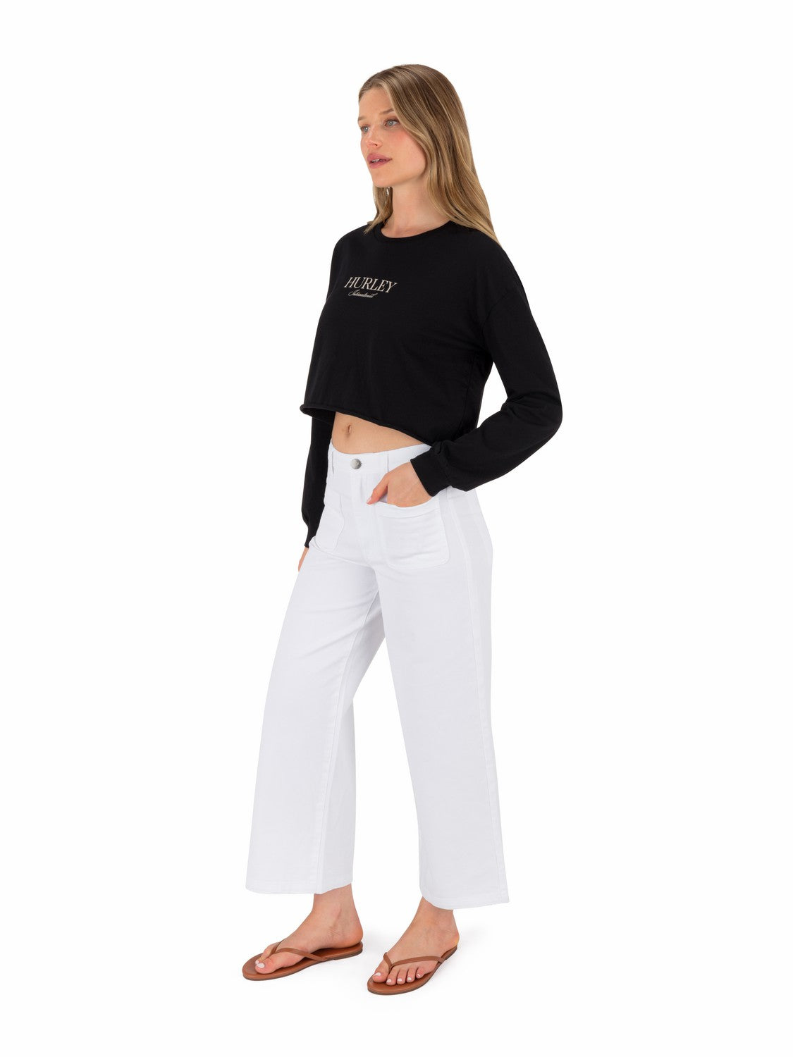 Floreal Long Sleeve Crop T-Shirt | Hurley BLACK Tops