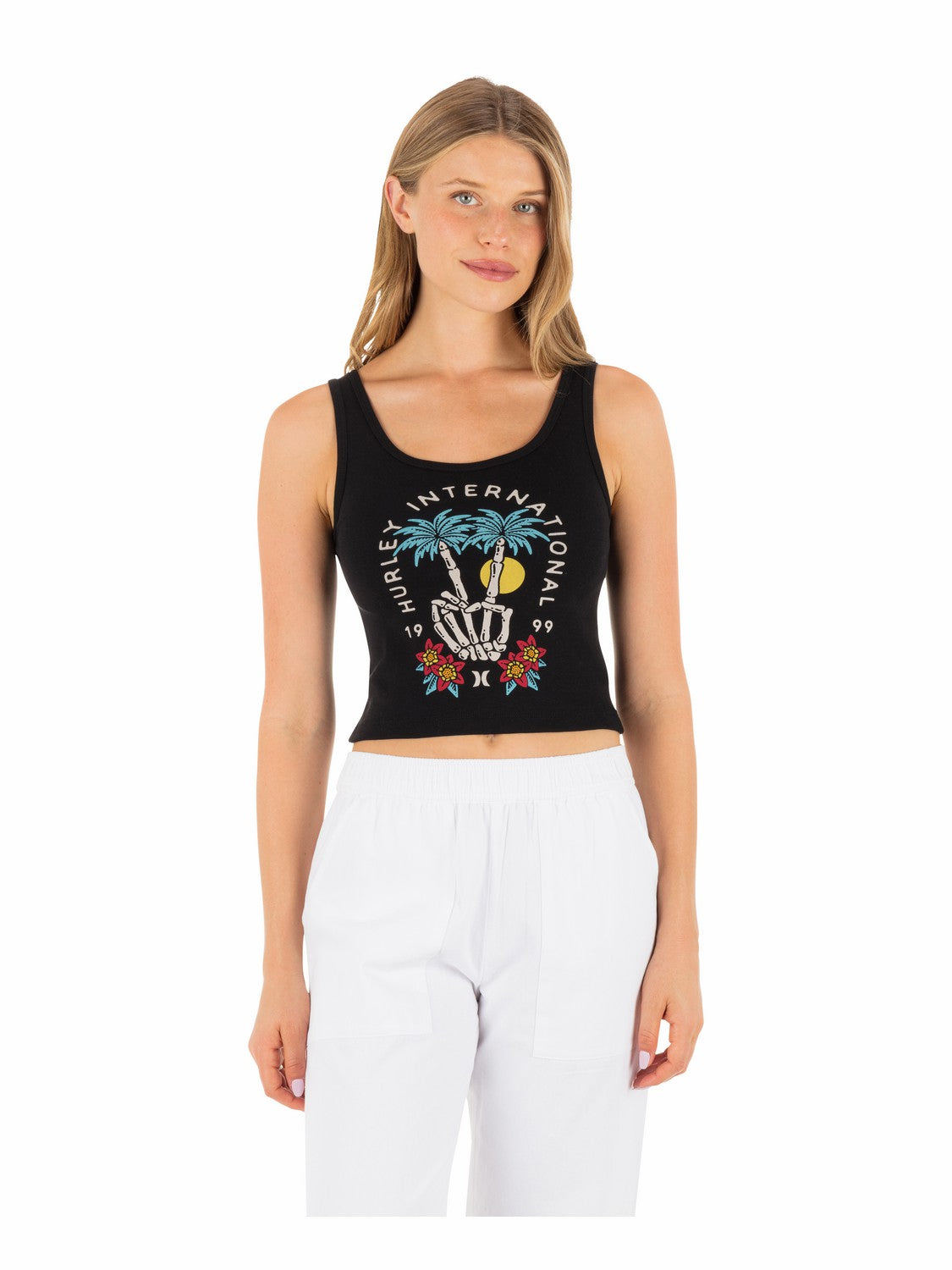 Peacebone Scoop Crop Tank | Hurley Black Tank Tops