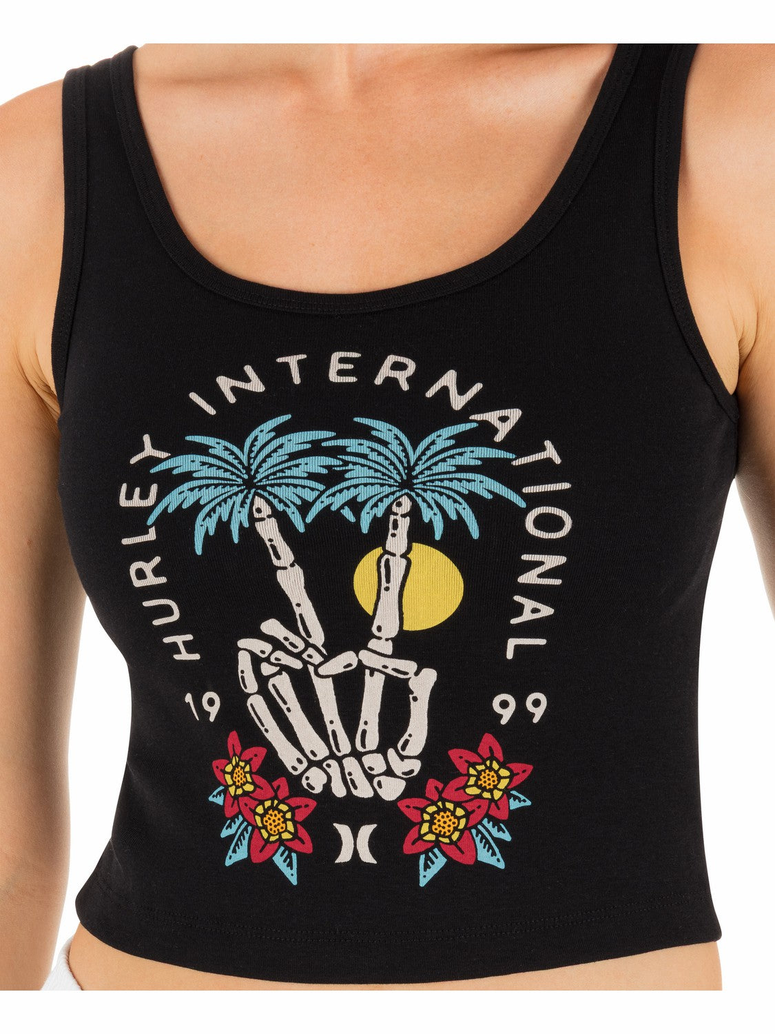 Peacebone Scoop Crop Tank | Hurley Black Tank Tops