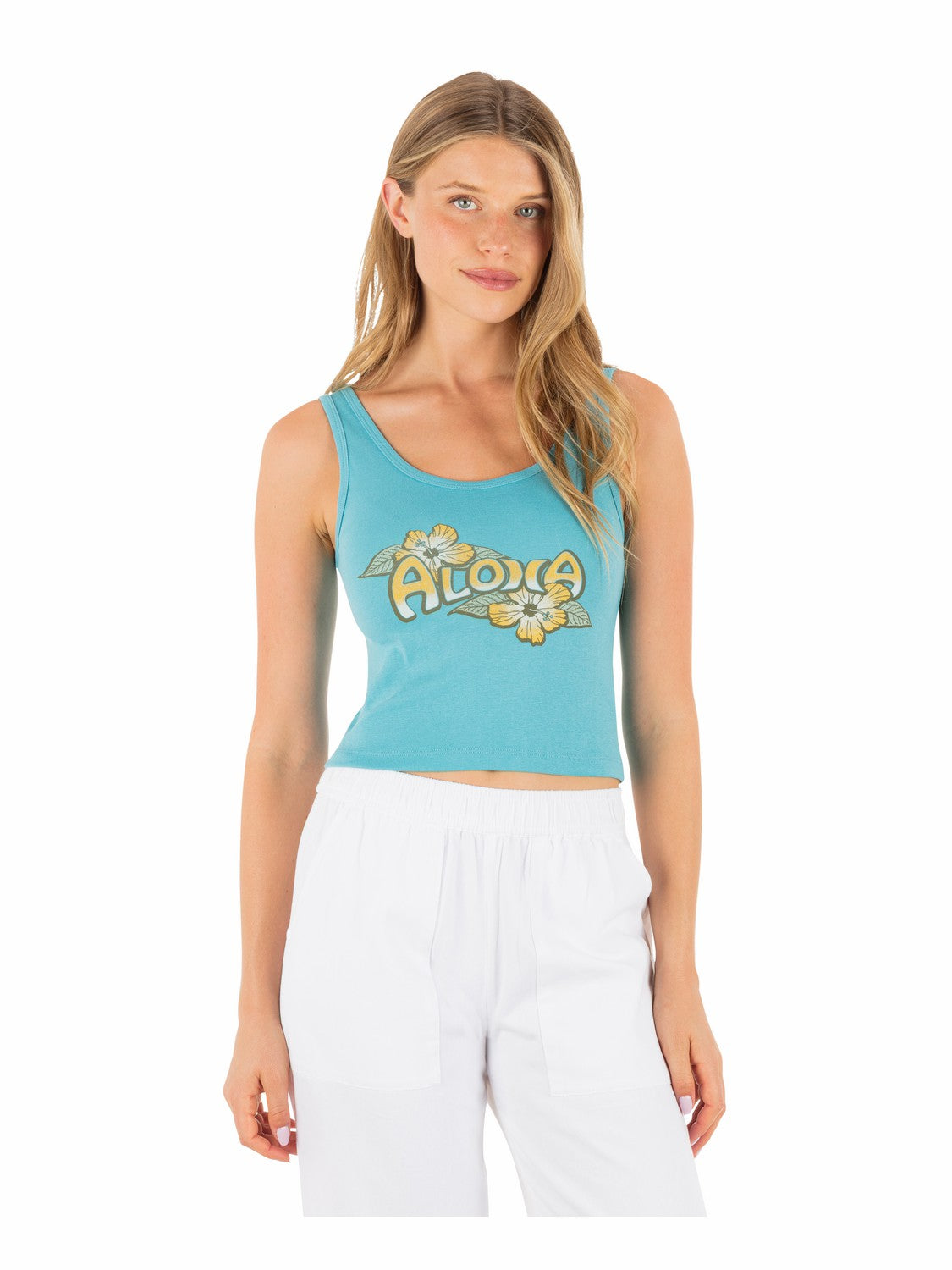 Aloha Scoop Crop Tank | Hurley Maui Blue Tank Tops