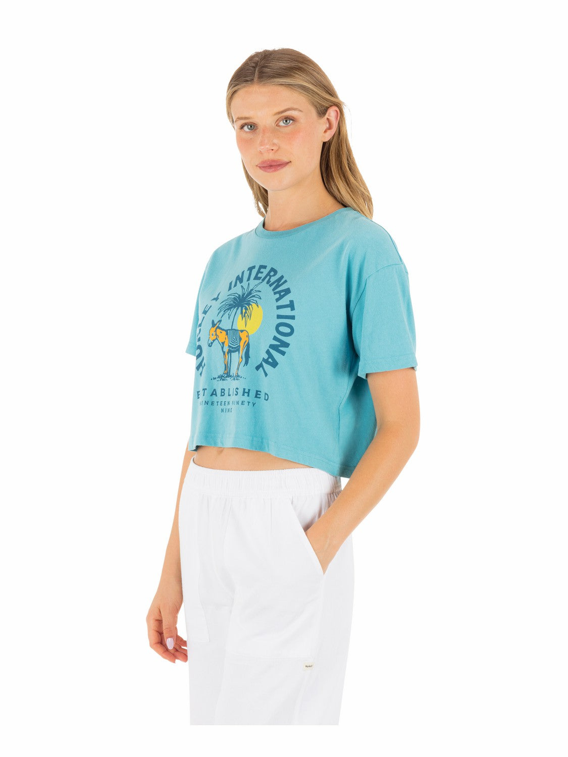 Burro Boxy Crop Tee | Hurley Maui Blue T-Shirts