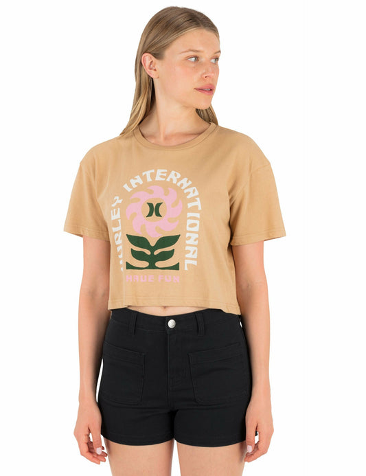 Blossom Boxy Crop Tee | Hurley Tan T-Shirts