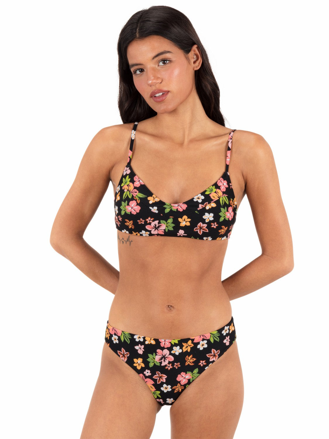 Max Hibiscus Dream Bralette | Hurley Black Floral Bikini & Swim Tops
