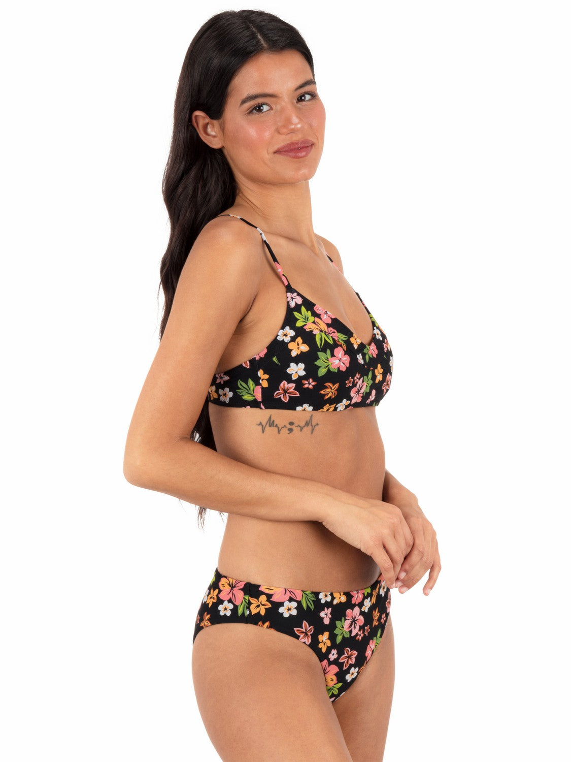 Max Hibiscus Dream Bralette | Hurley Black Floral Bikini & Swim Tops