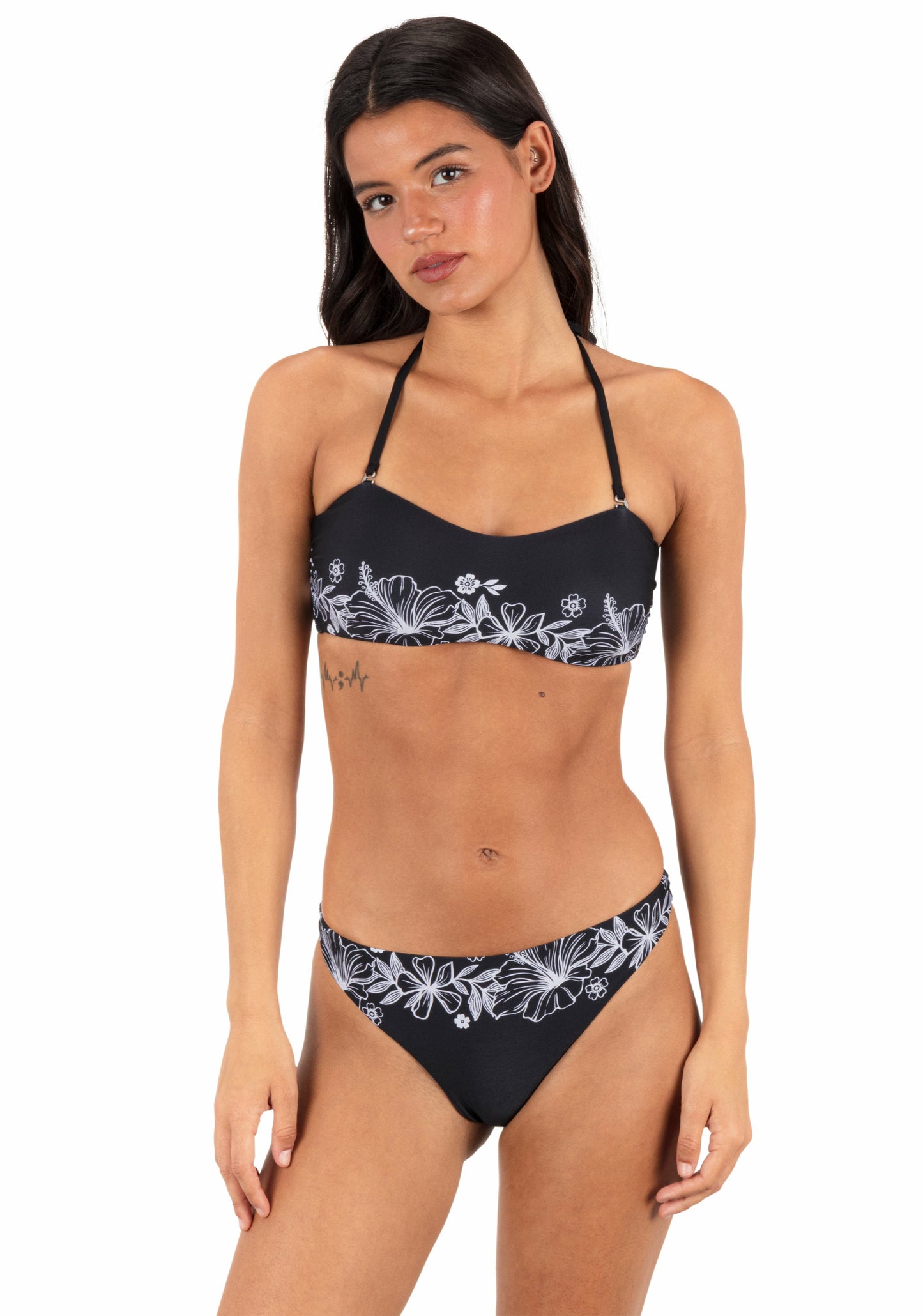 Tropical Blooms Bandeau | Hurley Black / White Bikini & Swim Tops