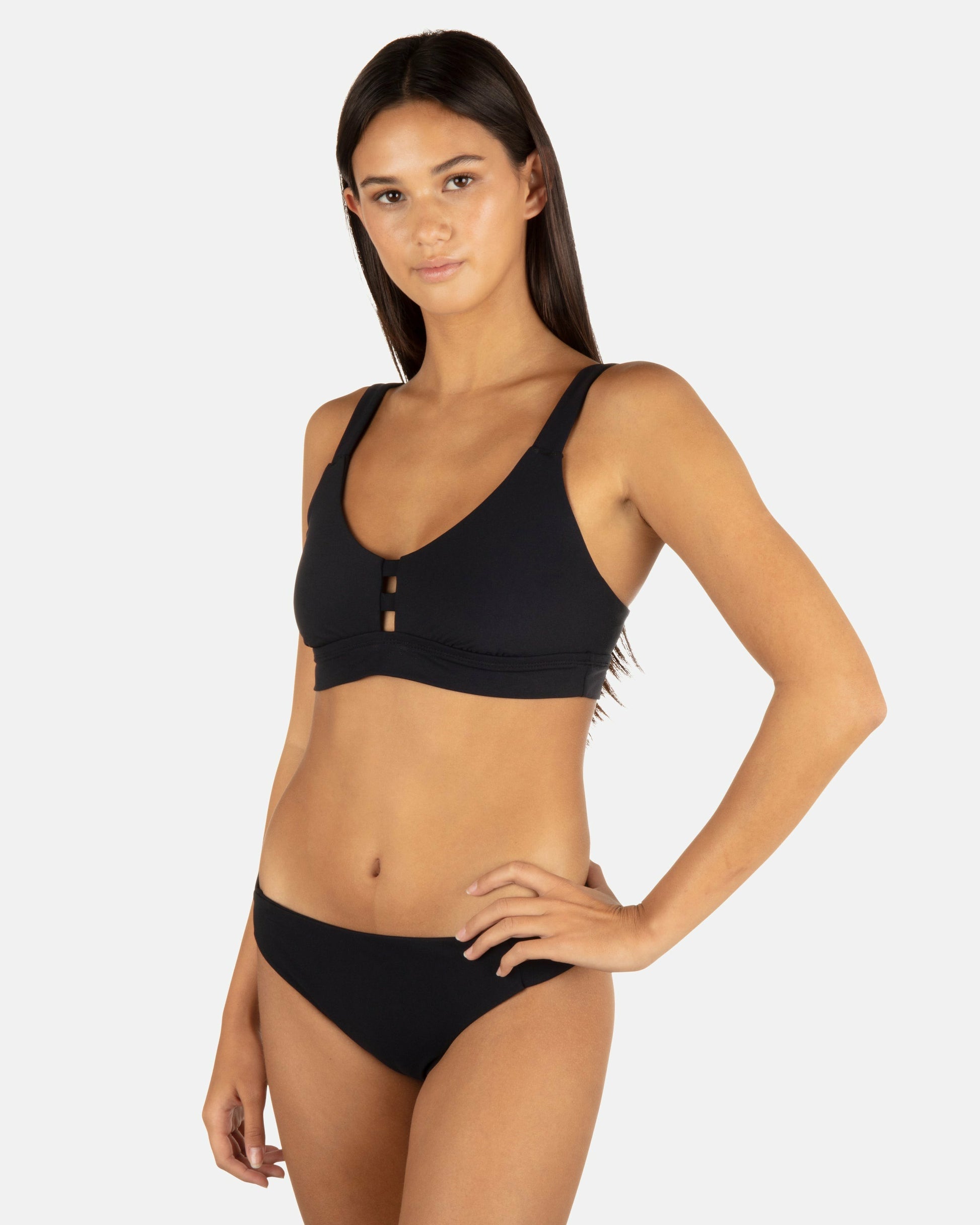 Max Solid Tab Scoop Top | Hurley Black Bikini & Swim Tops