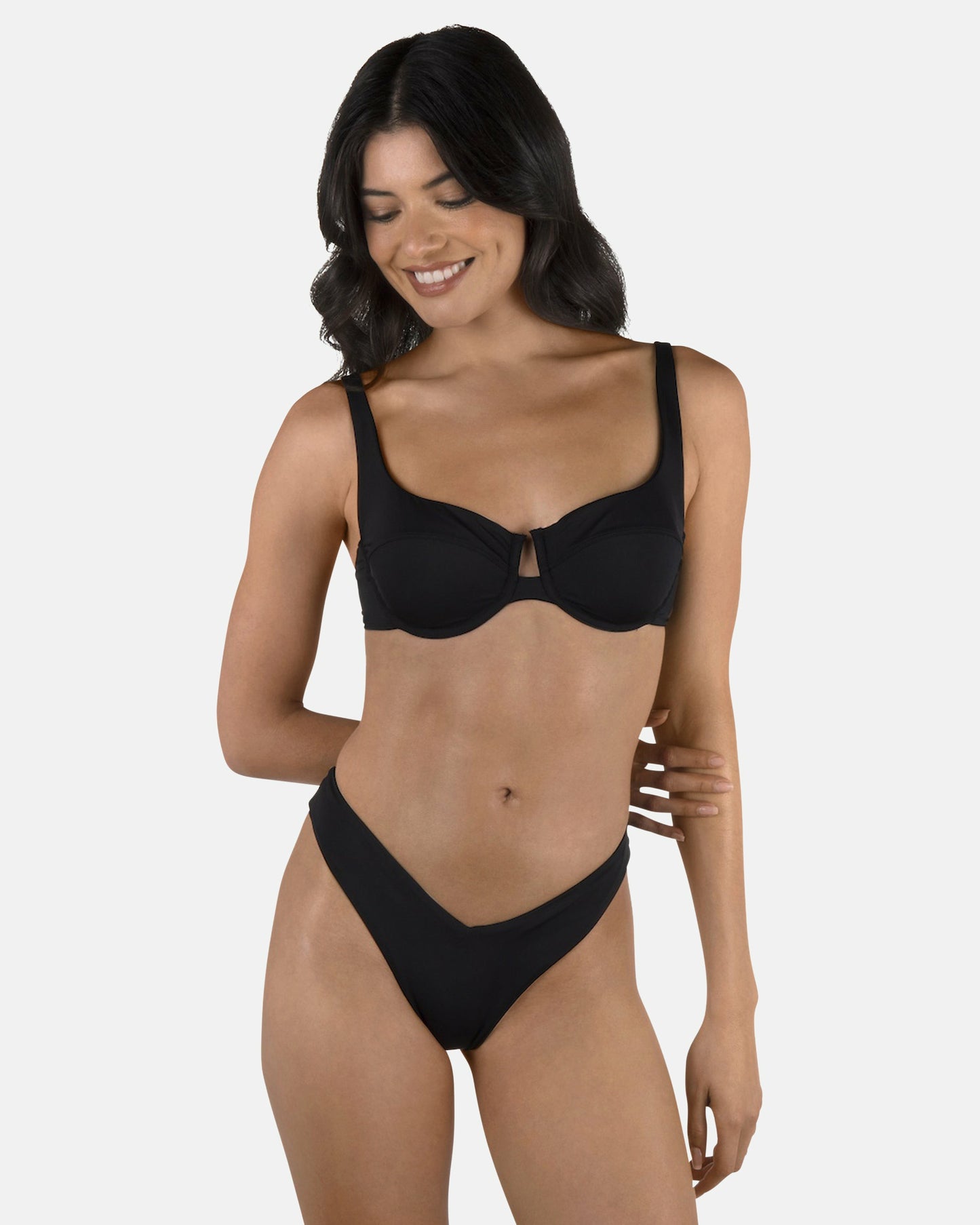 Solid V Front Skimpy | Hurley Black Bikini & Swim Bottoms