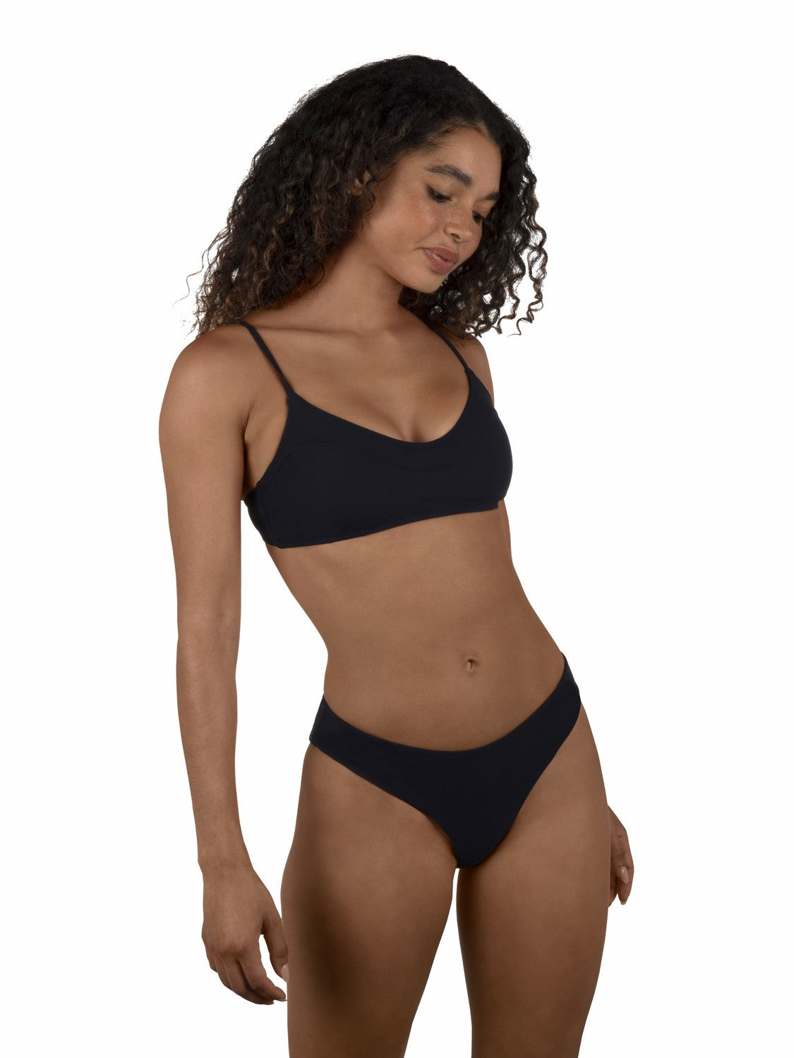 Max Solid Mid Rise Cheeky Bottom | Hurley Black Bikini & Swim Bottoms