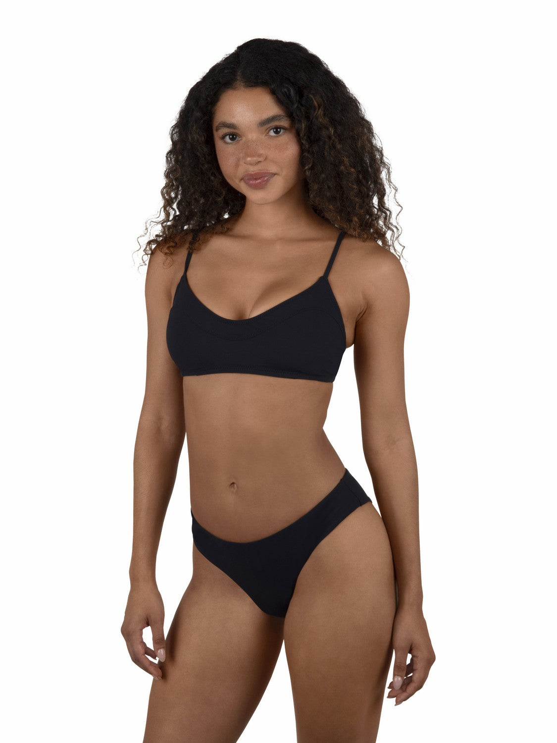 Max Solid Mid Rise Cheeky Bottom | Hurley Black Bikini & Swim Bottoms