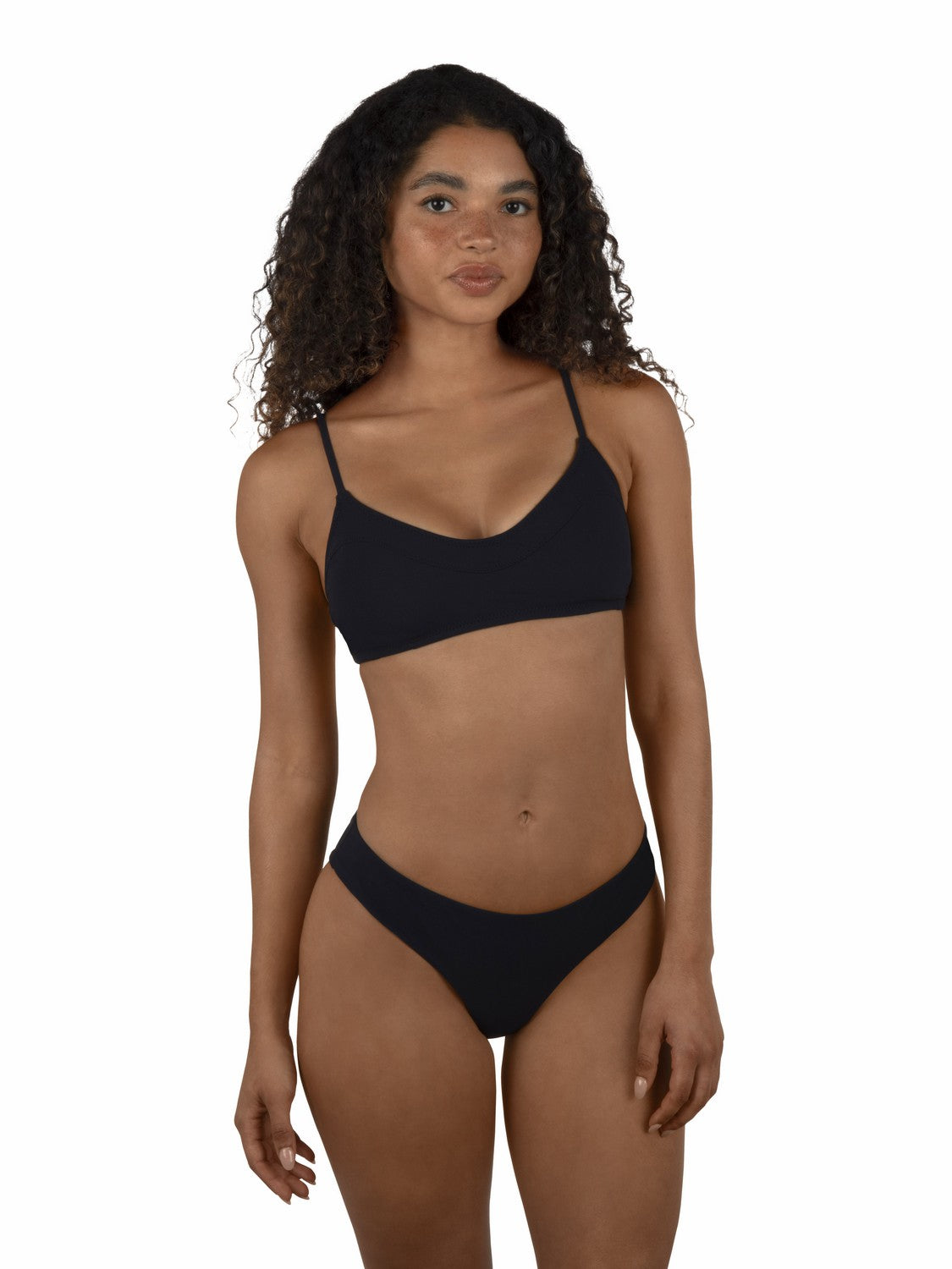 Max Solid Mid Rise Cheeky Bottom | Hurley Black Bikini & Swim Bottoms