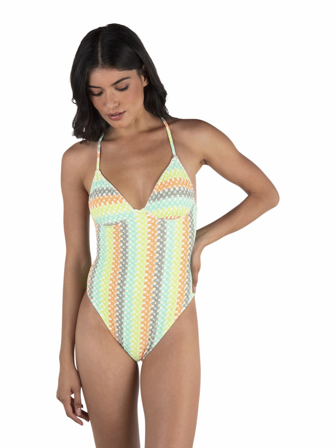 Stripe Crochet Scrunch Moderate One Piece | Hurley Sour Apple One Pieces & Surfsuits