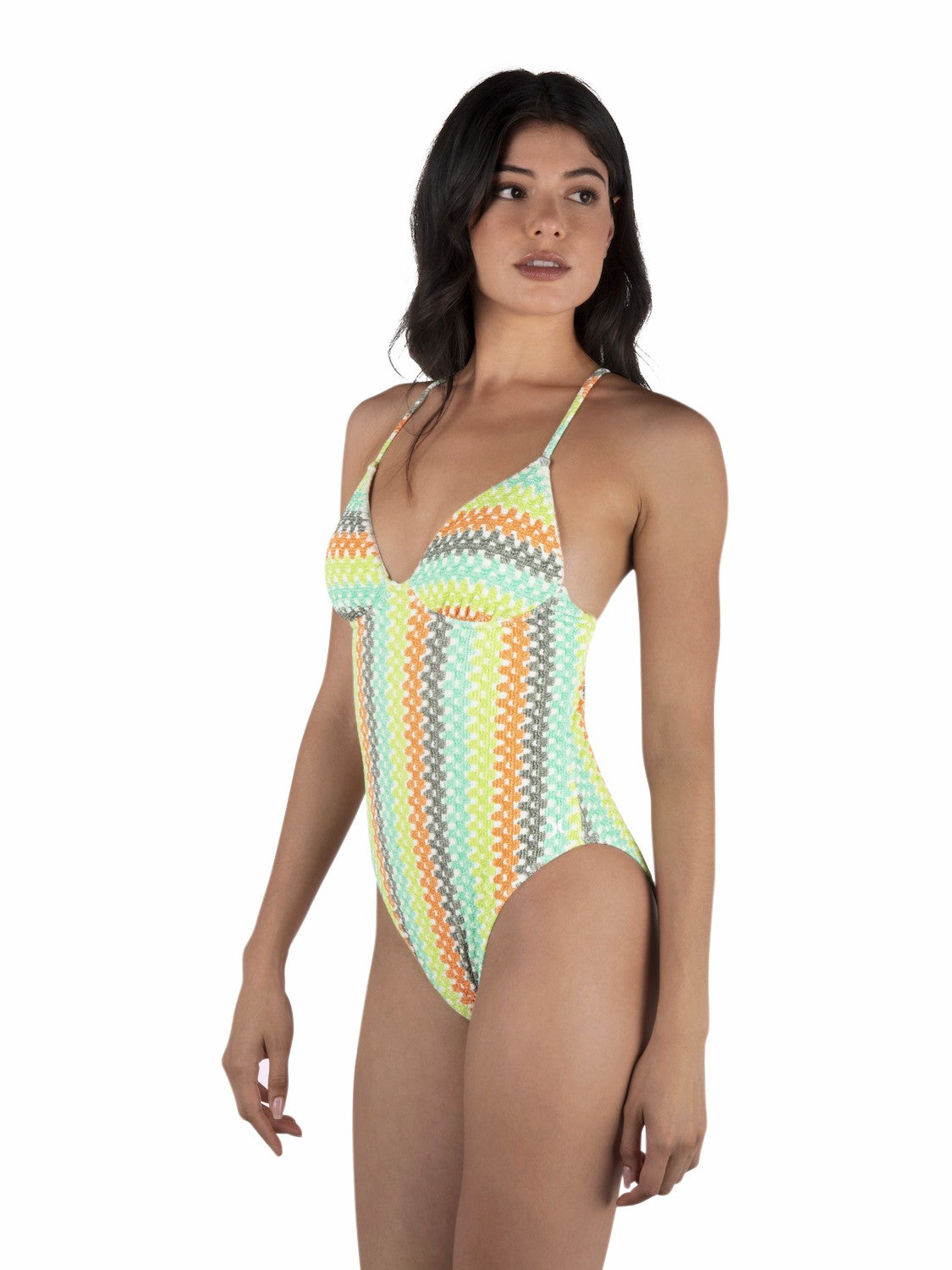 Stripe Crochet Scrunch Moderate One Piece | Hurley Sour Apple One Pieces & Surfsuits