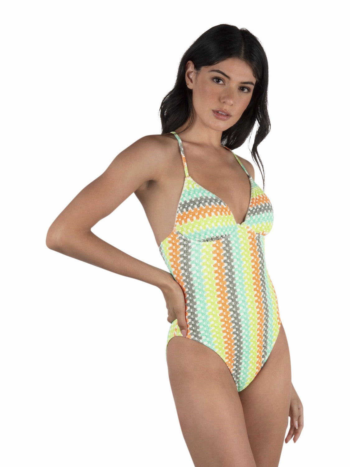 Stripe Crochet Scrunch Moderate One Piece | Hurley Sour Apple One Pieces & Surfsuits