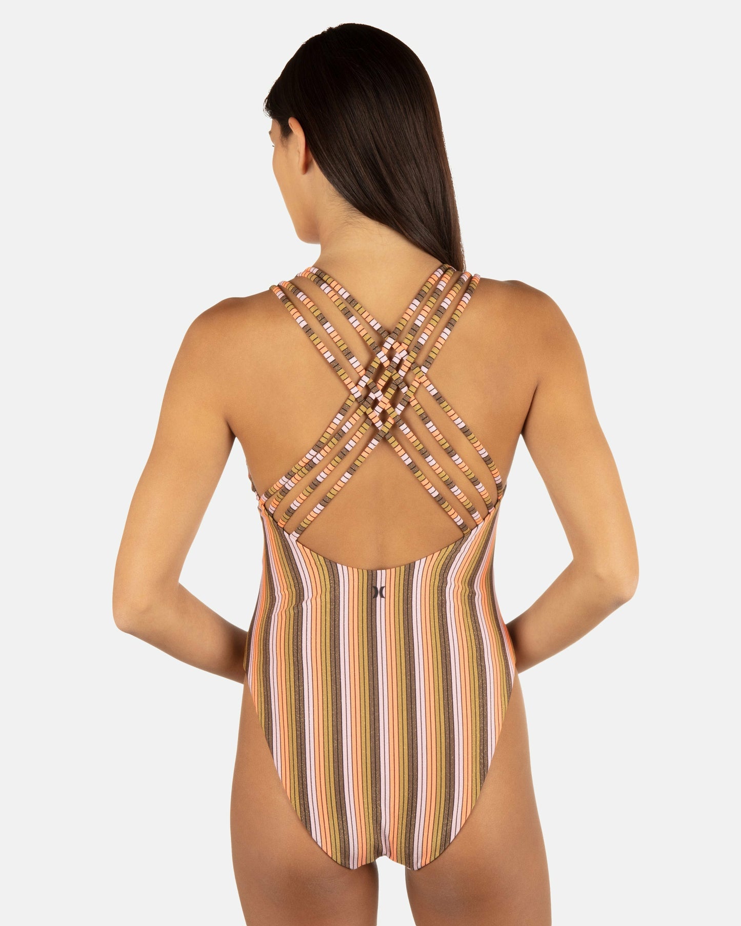 Sunset Shine Stripe Moderate Crossback One Piece | Hurley Sunrise Pink One Pieces & Surfsuits