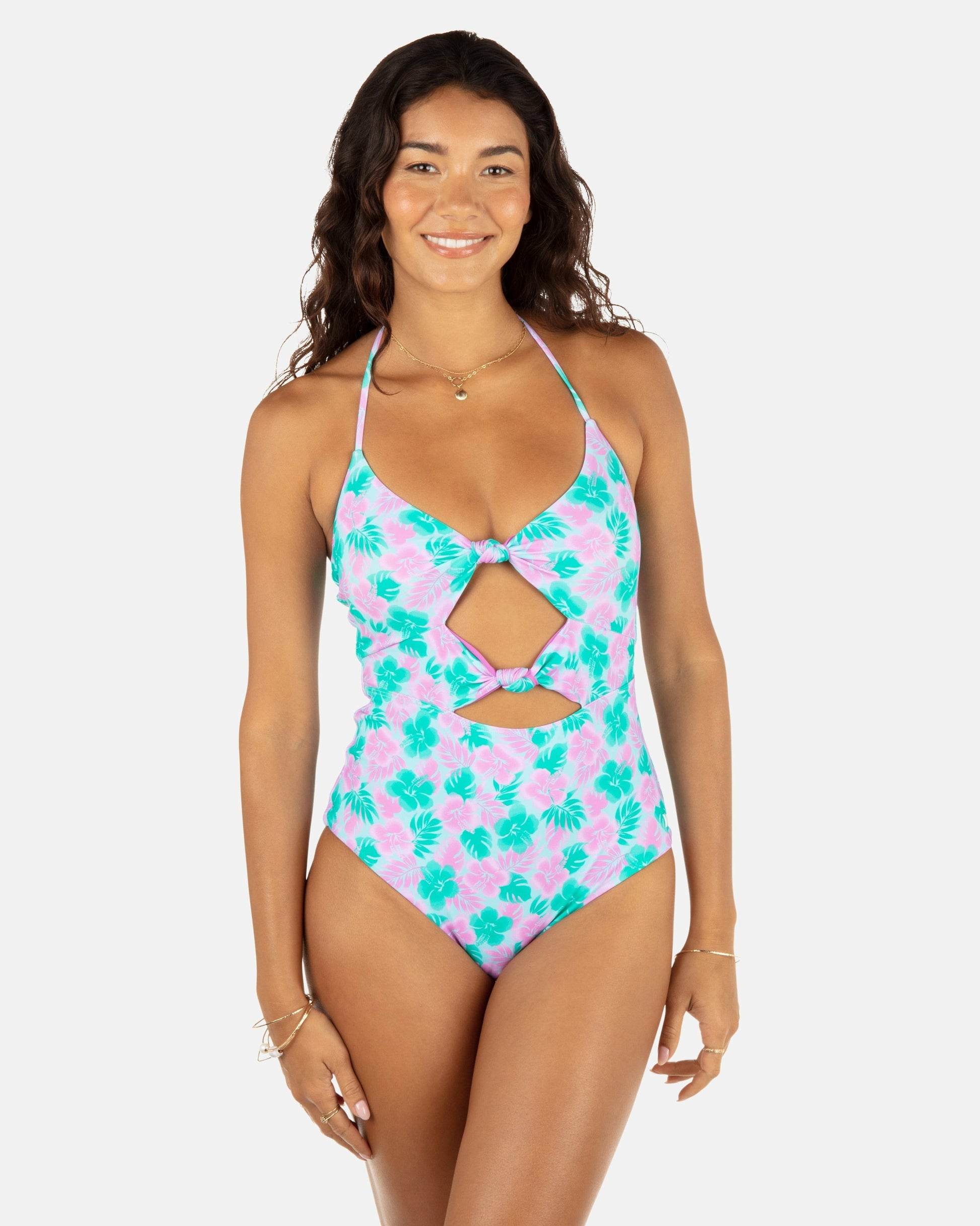 Lani Floral Cheeky Knot One Piece | Hurley Teal One Pieces & Surfsuits
