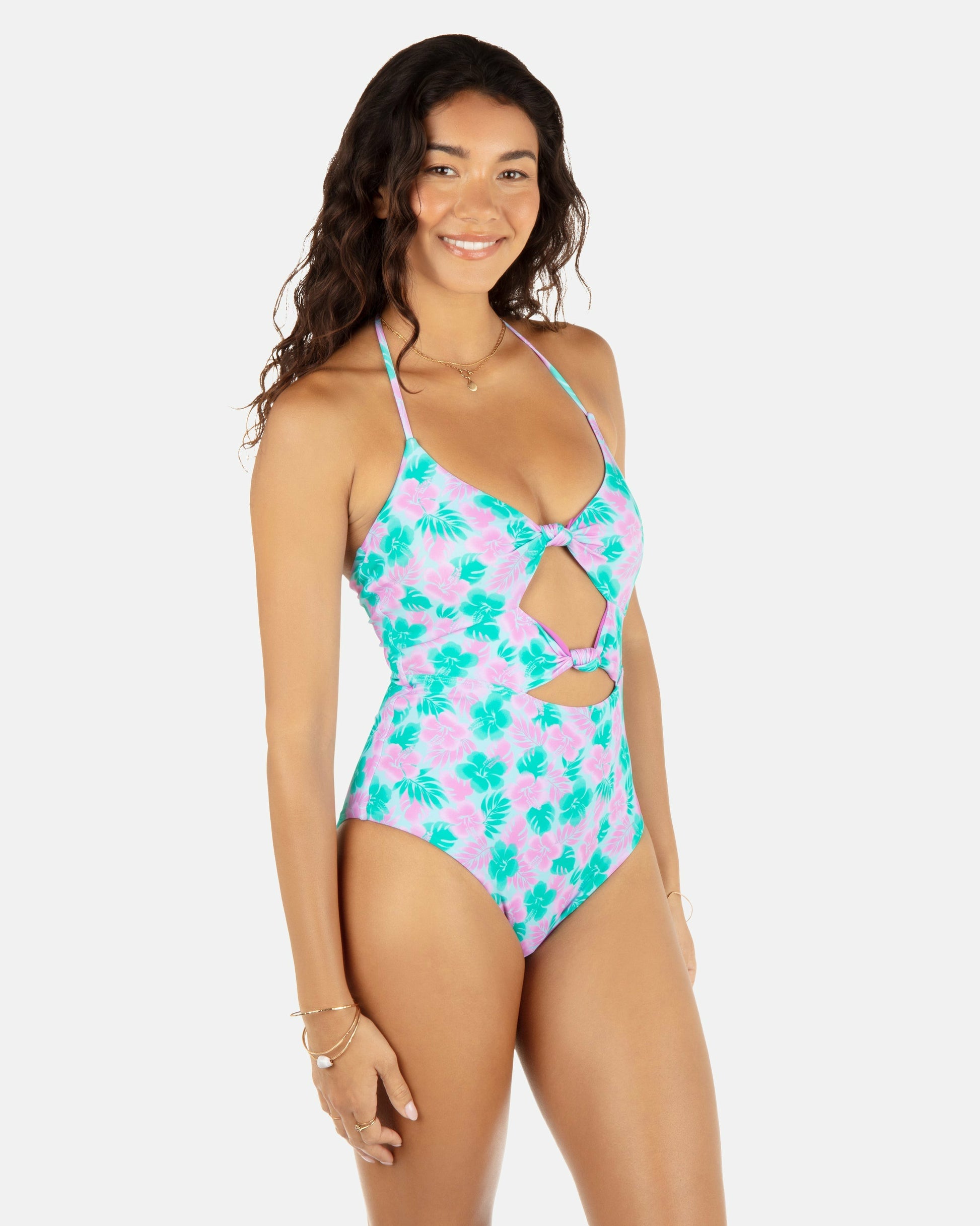 Lani Floral Cheeky Knot One Piece | Hurley Teal One Pieces & Surfsuits