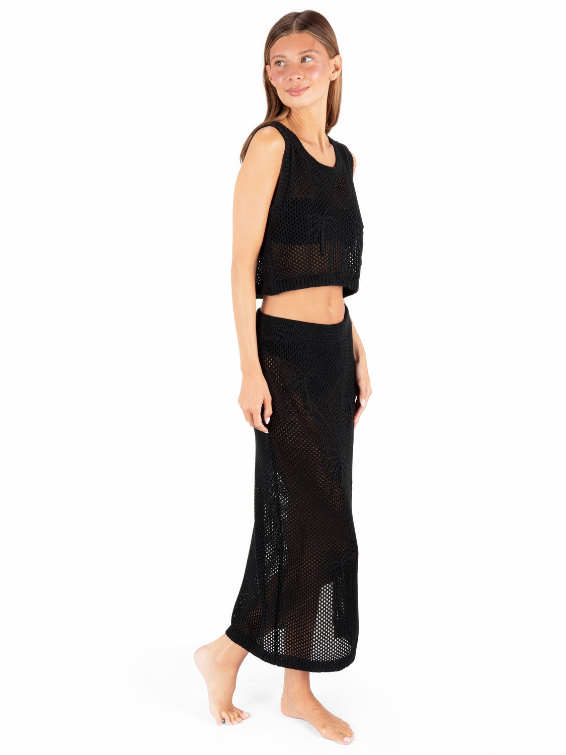 Embroidered Crochet Skirt | Hurley Black Cover Ups