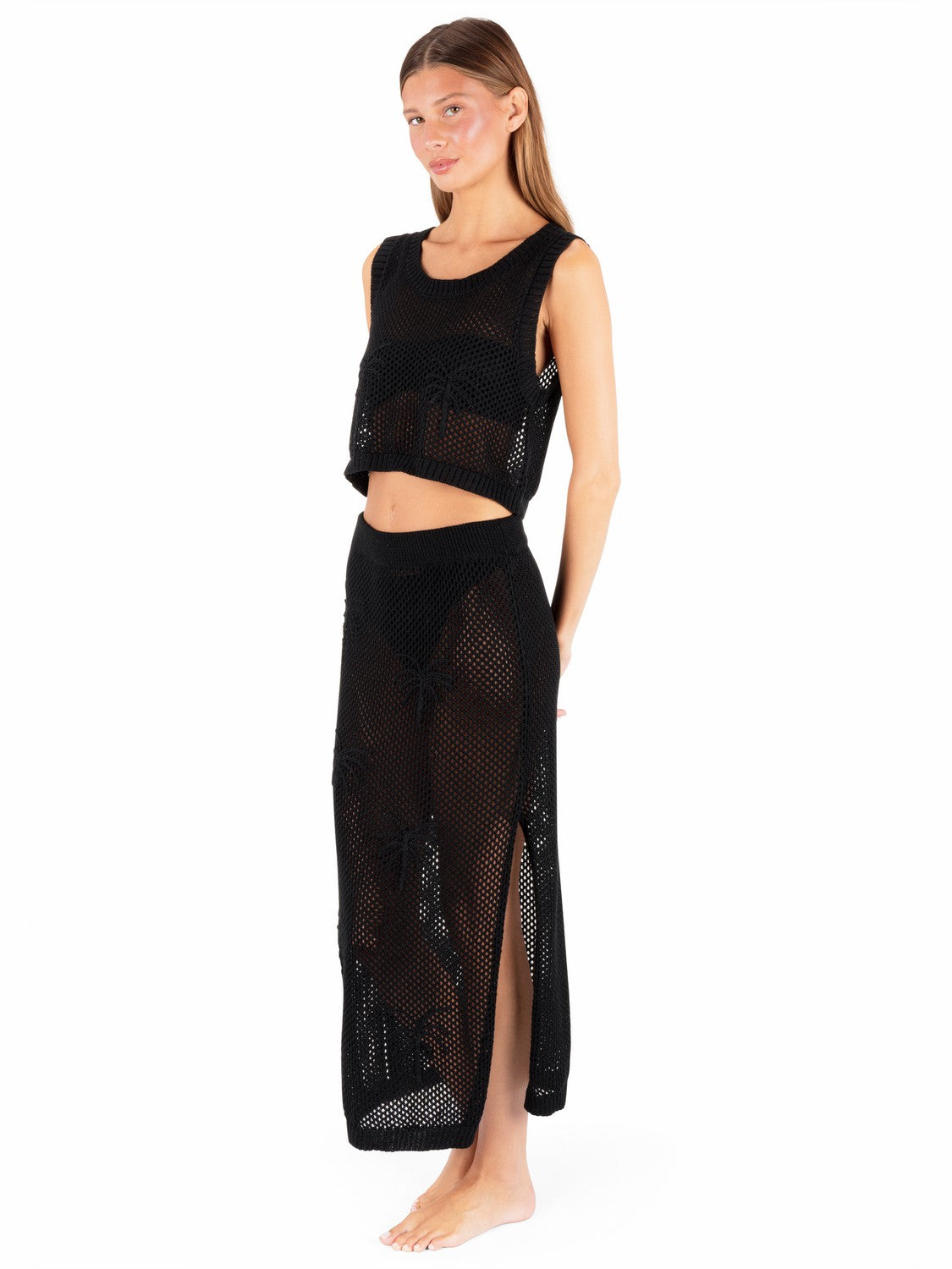 Embroidered Crochet Jacquard Tank | Hurley Black Cover Ups