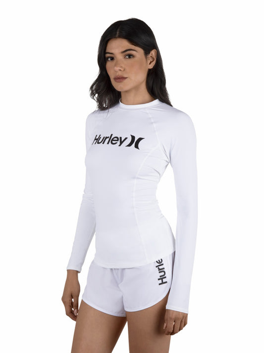 One & Only Solid Mock Neck Long Sleeve Rashguard | Hurley White Rashguards & Surf Suits