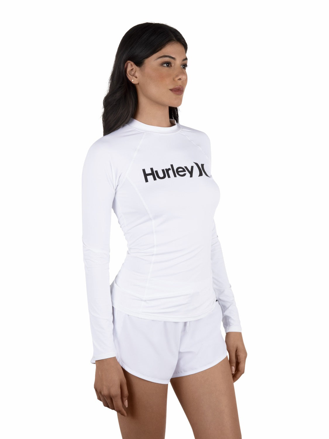 One & Only Solid Mock Neck Long Sleeve Rashguard | Hurley White Rashguards & Surf Suits