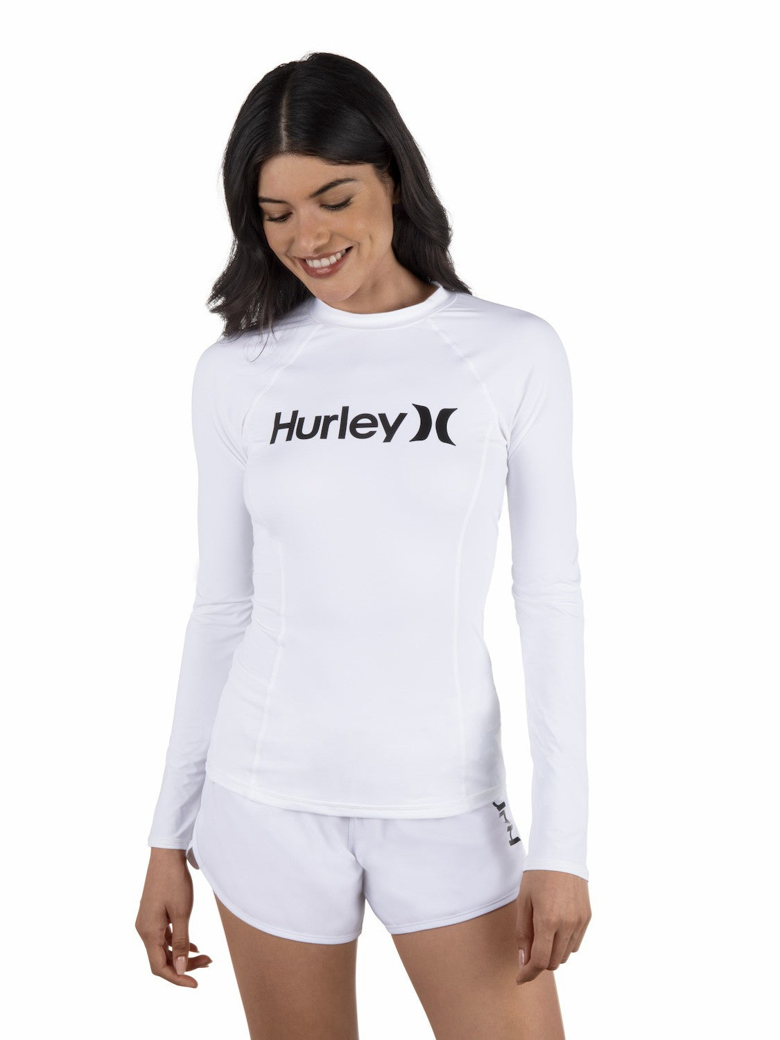 One & Only Solid Mock Neck Long Sleeve Rashguard | Hurley White Rashguards & Surf Suits