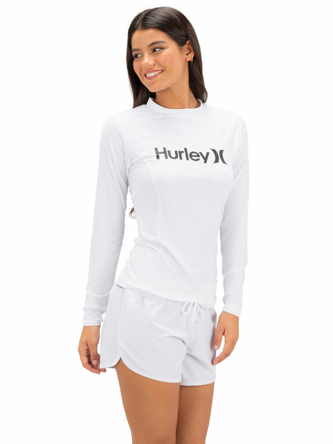 One & Only Solid Mock Neck Long Sleeve Rashguard | Hurley White Rashguards & Surf Suits