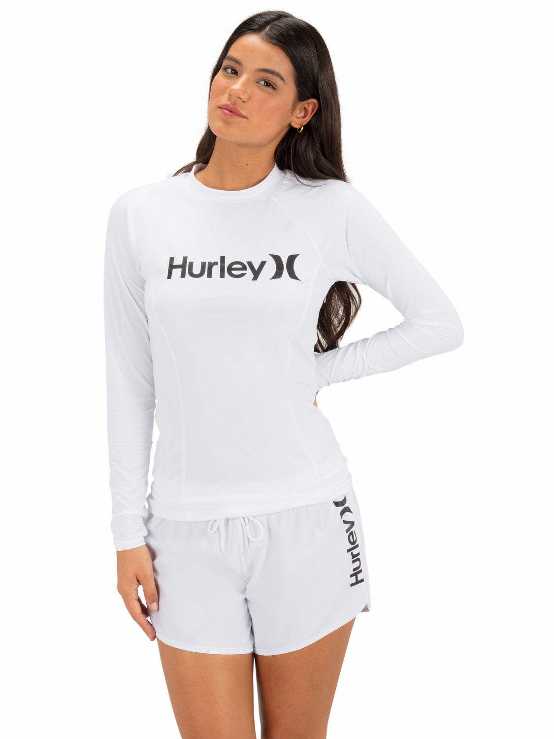 One & Only Solid Mock Neck Long Sleeve Rashguard | Hurley White Rashguards & Surf Suits
