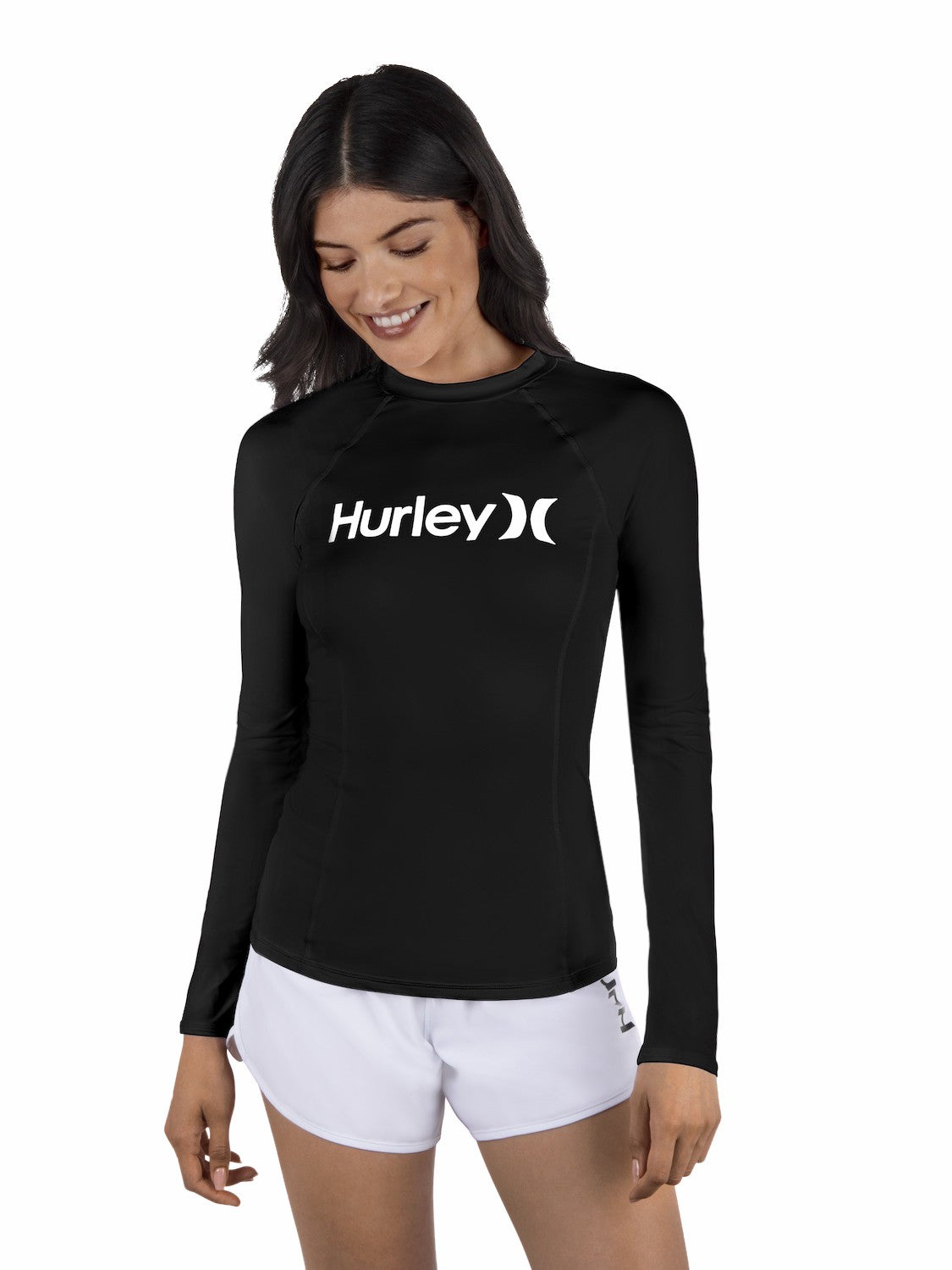 One & Only Solid Mock Neck Long Sleeve Rashguard | Hurley Black Rashguards & Surf Suits