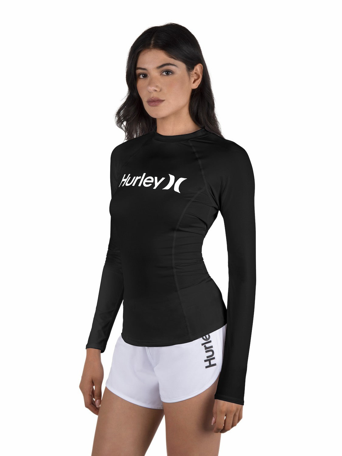 One & Only Solid Mock Neck Long Sleeve Rashguard | Hurley Black Rashguards & Surf Suits