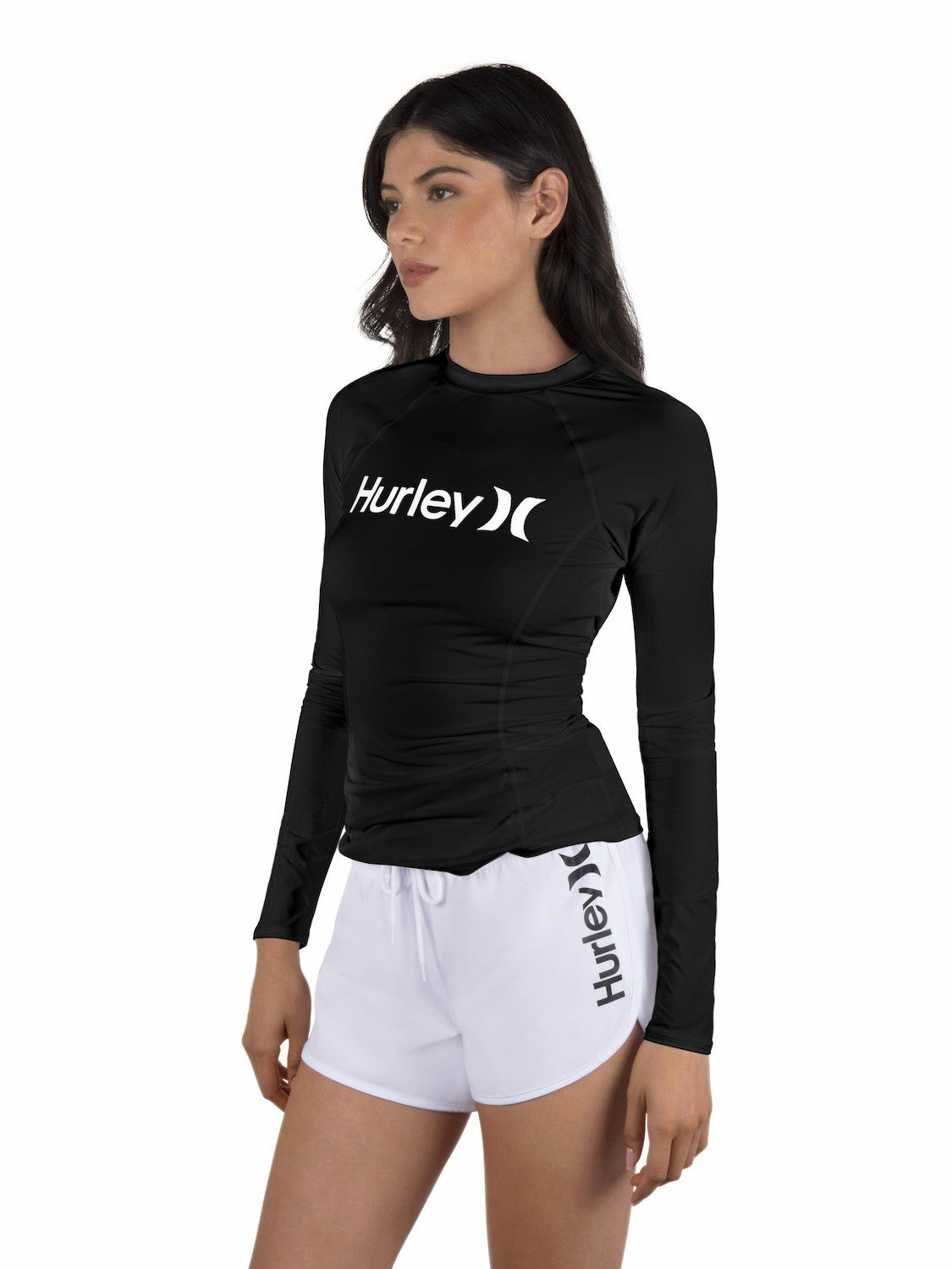 One & Only Solid Mock Neck Long Sleeve Rashguard | Hurley Black Rashguards & Surf Suits