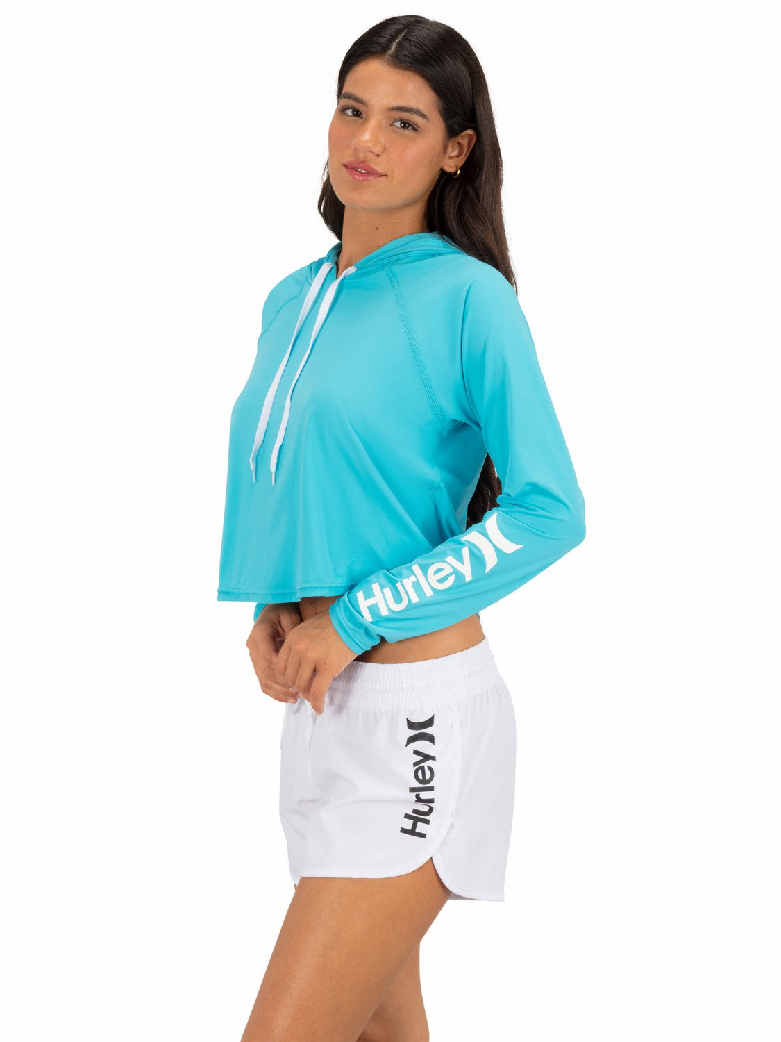 One & Only Solid Long Sleeve Hooded Rashguard | Hurley Surf Blue Rashguards & Surf Suits