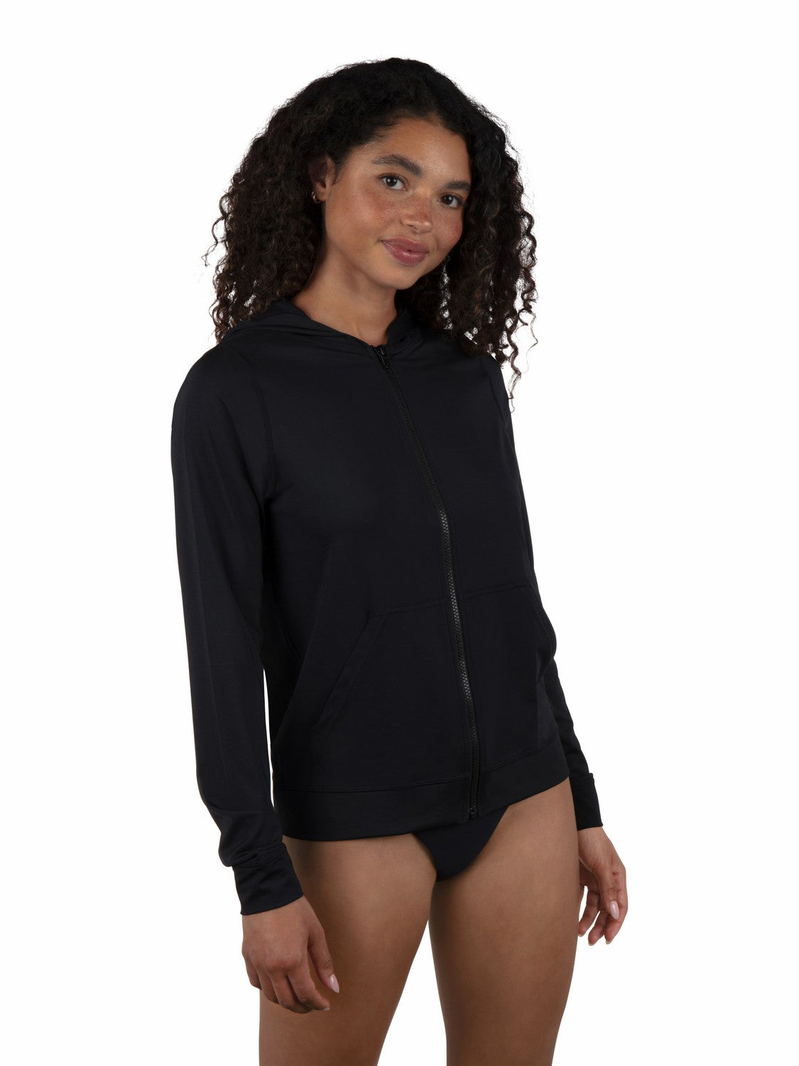One & Only Solid Zip Hoodie Rashguard | Hurley Black Rashguards & Surf Suits