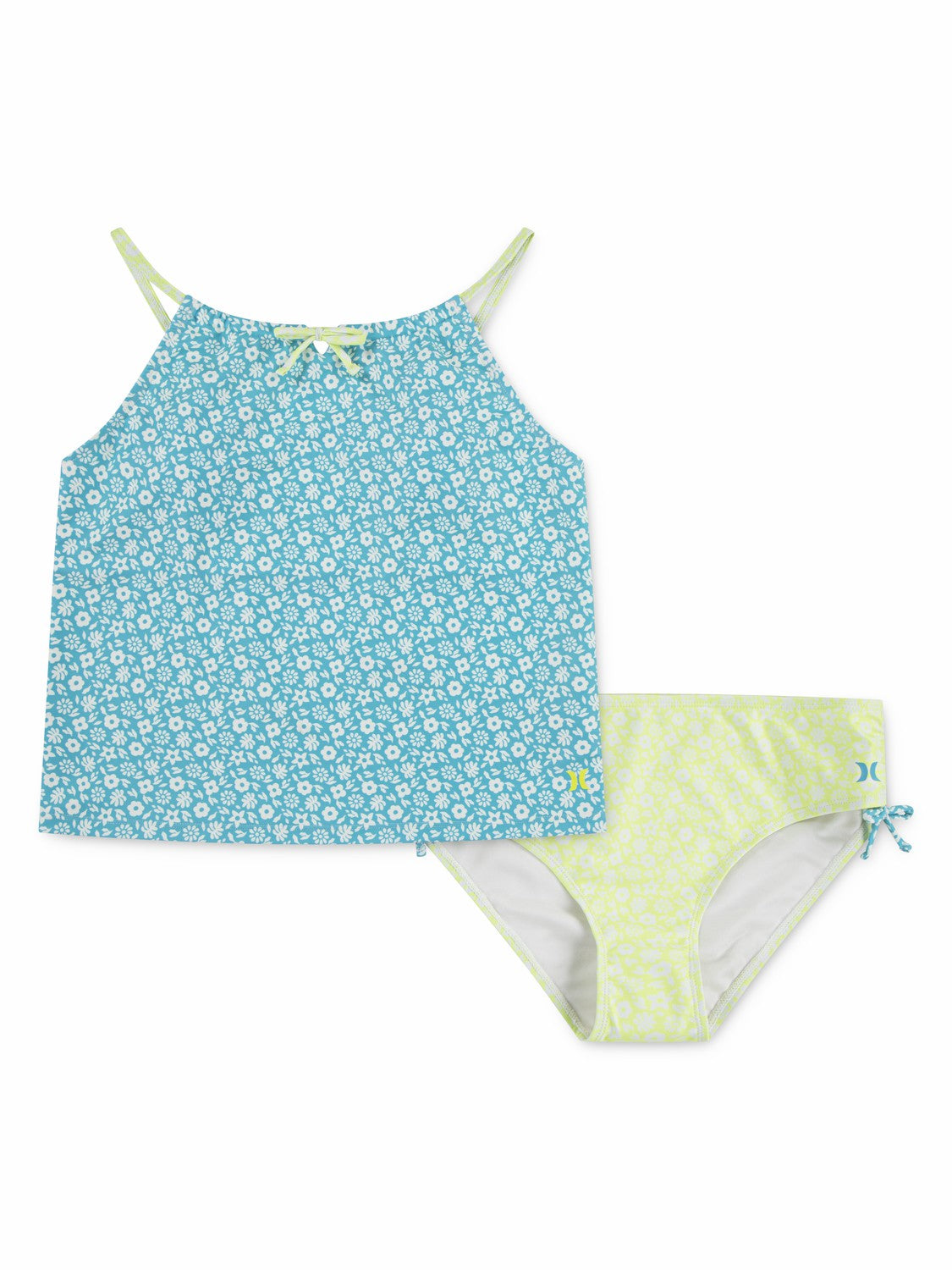 Girls' 2 Piece Tankini Swim Set | Hurley Turquoise Waves / Cool Matcha Girls' Surf & Swim