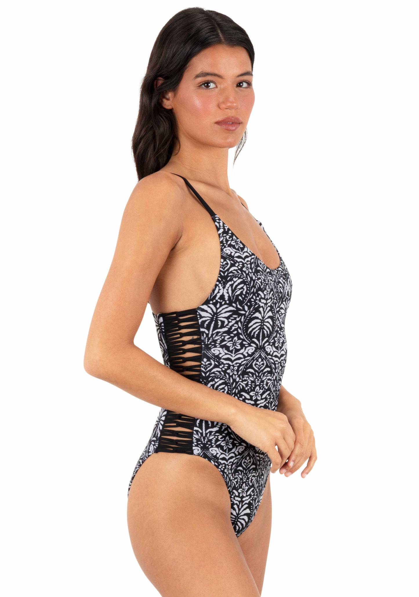 Ikat Palm Moderate One Piece | Hurley Black / Coconut Sale One-Pieces